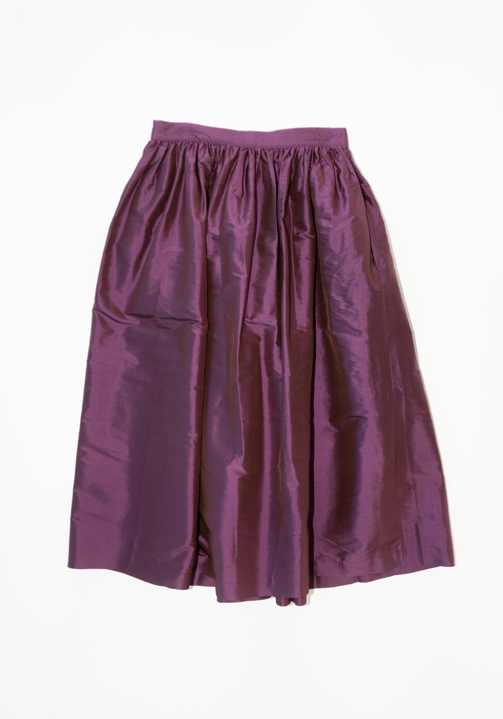 Cawley Silk Dupioni Panel Skirt in Plum