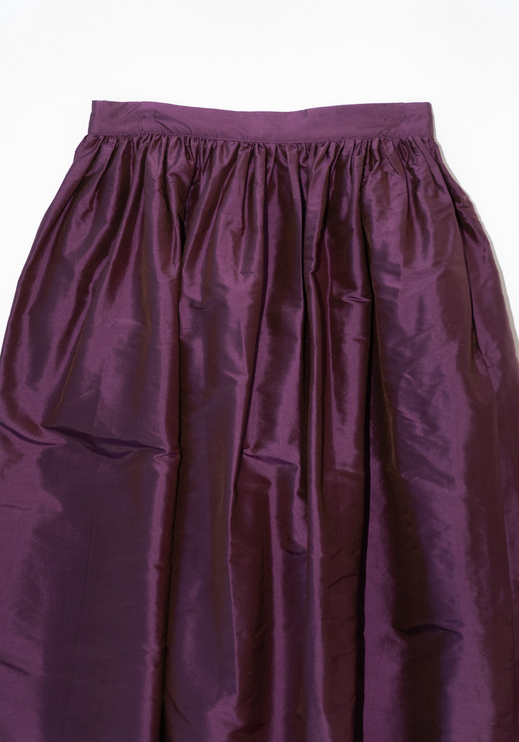 Cawley Silk Dupioni Panel Skirt in Plum