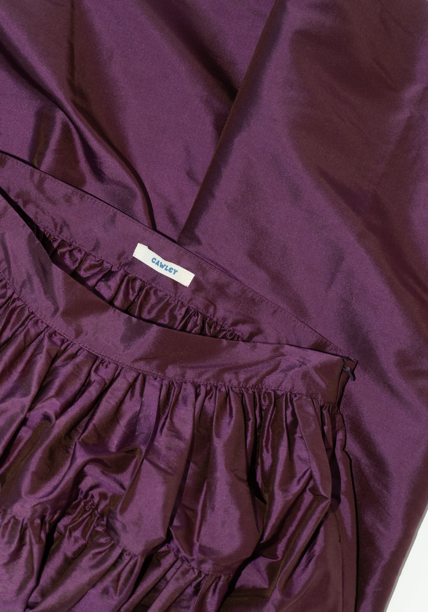 Cawley Silk Dupioni Panel Skirt in Plum