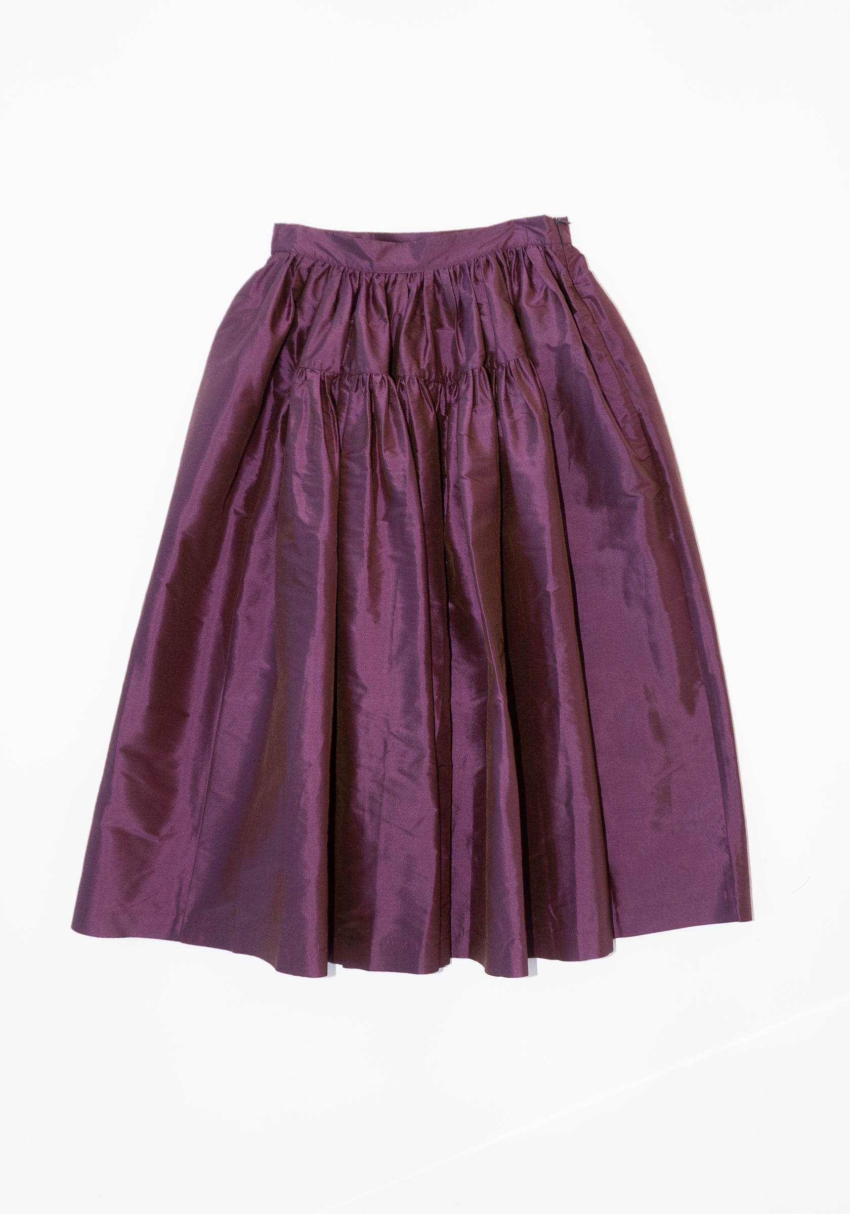 Cawley Silk Dupioni Panel Skirt in Plum