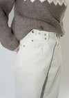 Unisex Adjustable Waist Denim Pants in Ivory