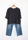 Sheer Cropped Tee in Charcoal