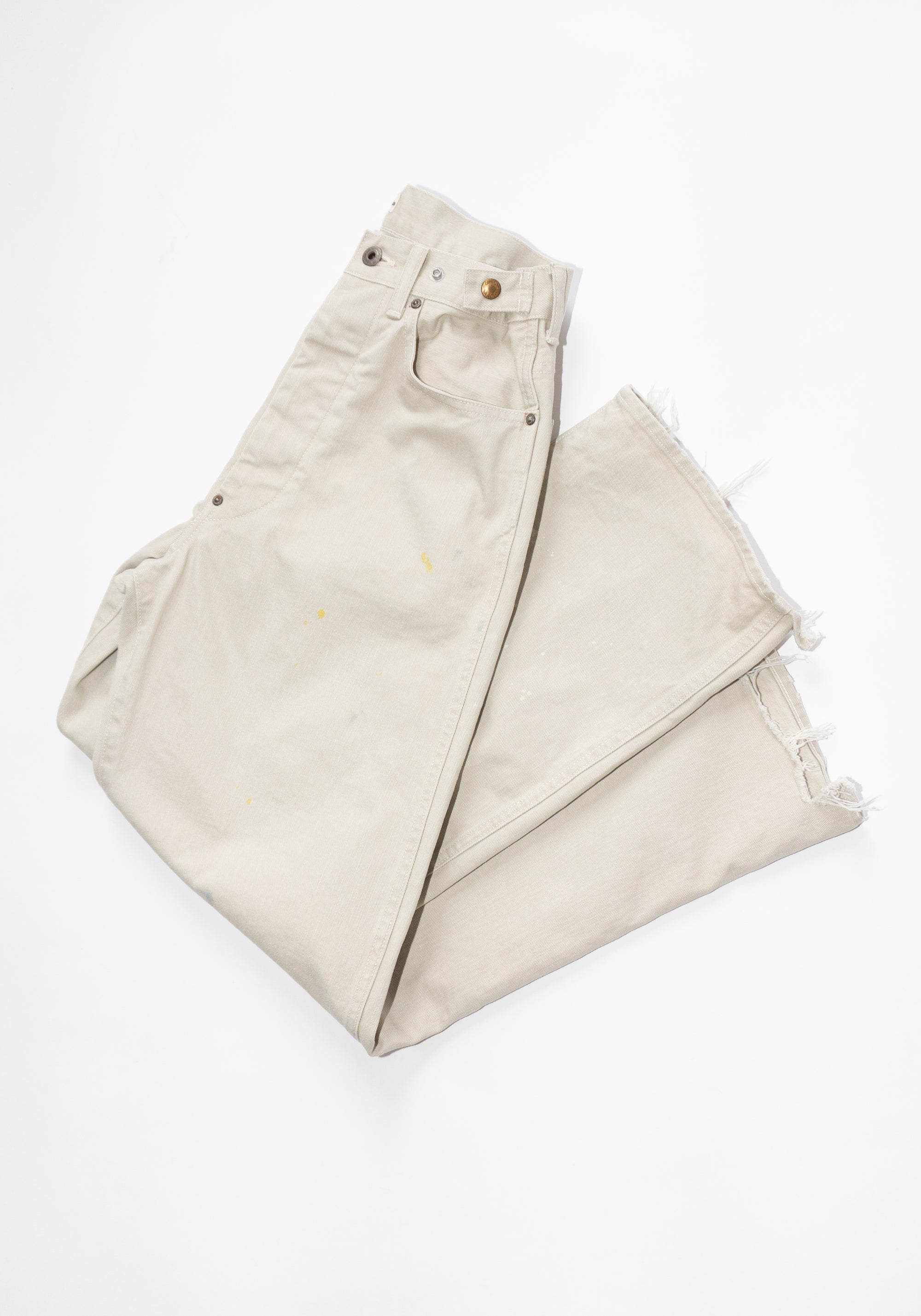 Chimala Unisex Adjustable Waist Denim Pants in Ivory