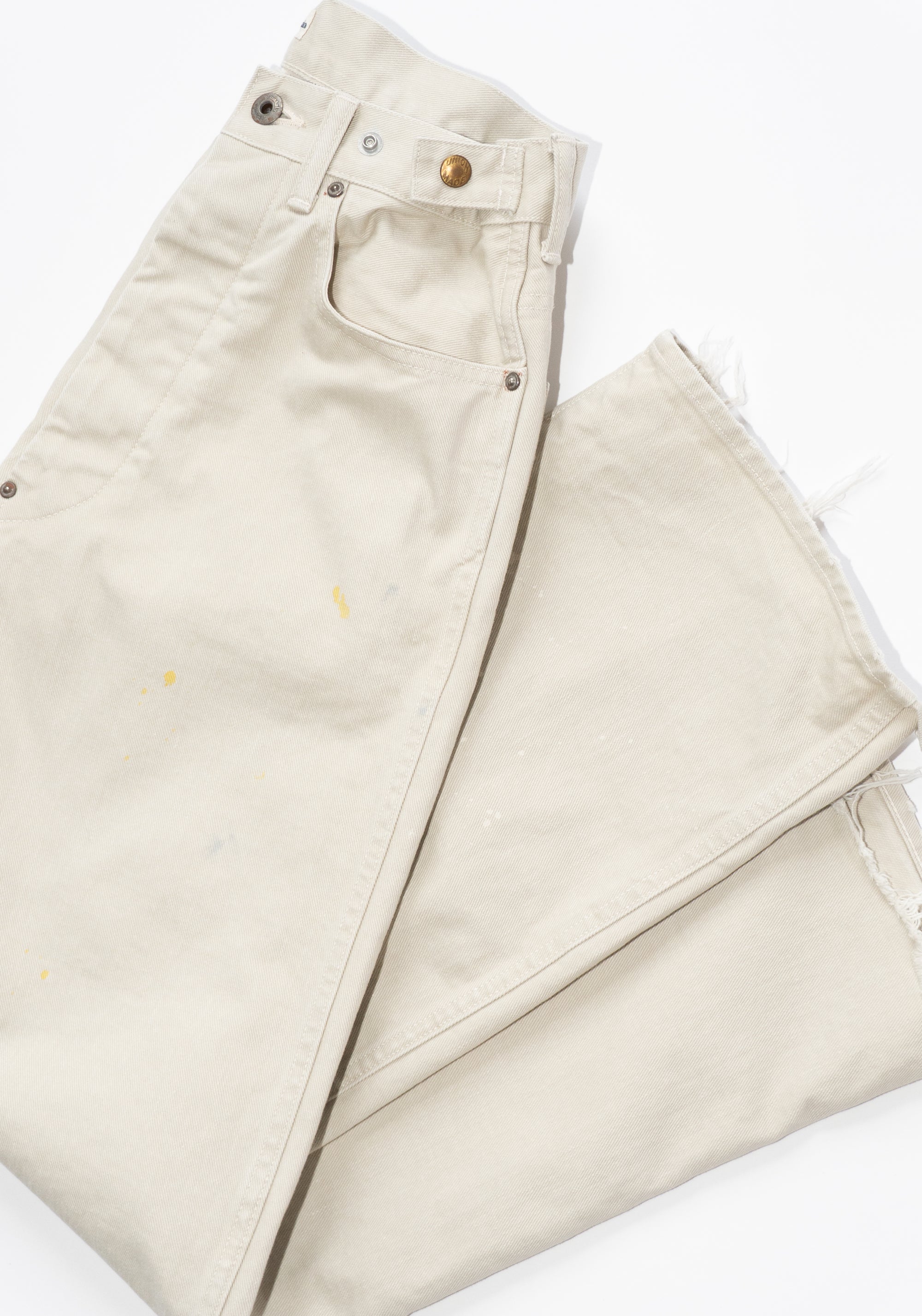 Chimala Unisex Adjustable Waist Denim Pants in Ivory