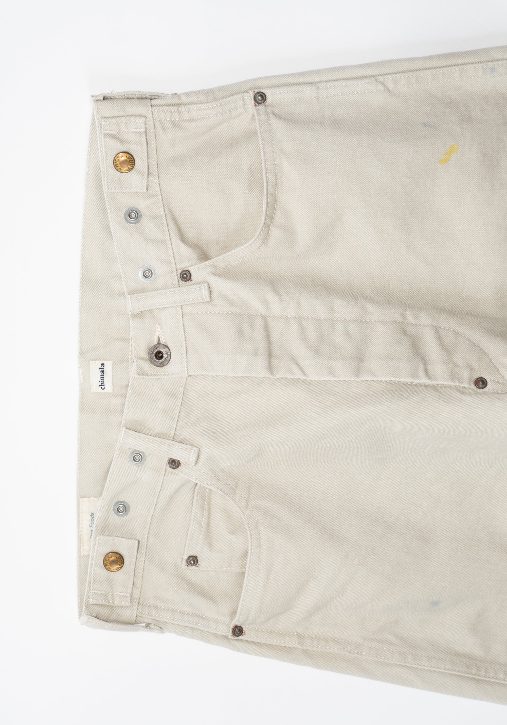 Chimala Unisex Adjustable Waist Denim Pants in Ivory