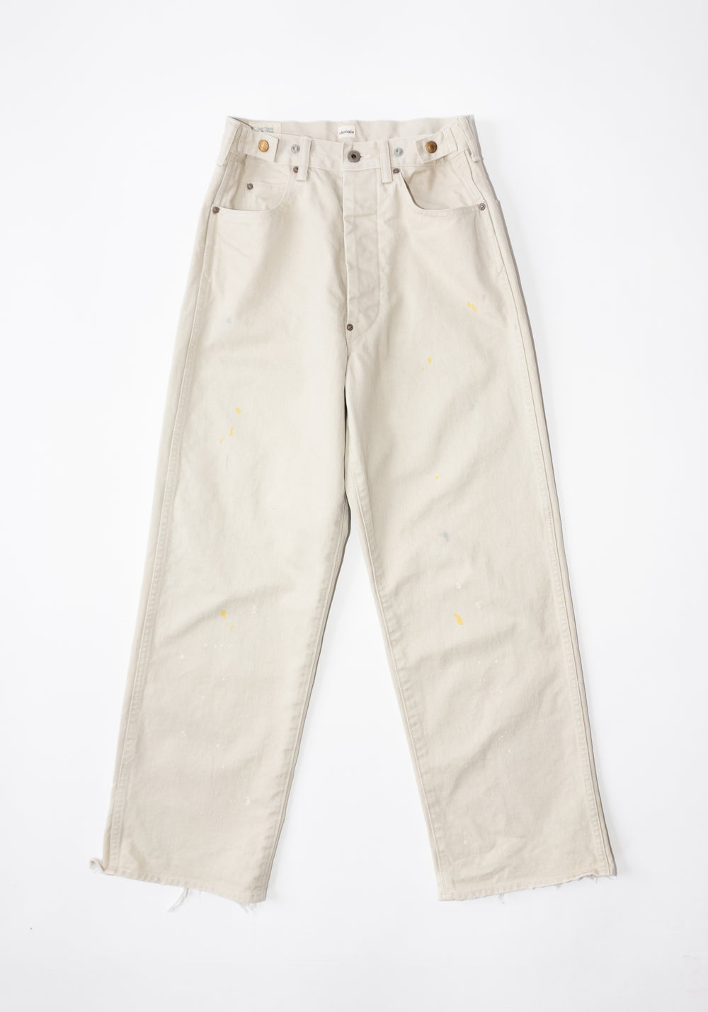 Chimala Unisex Adjustable Waist Denim Pants in Ivory