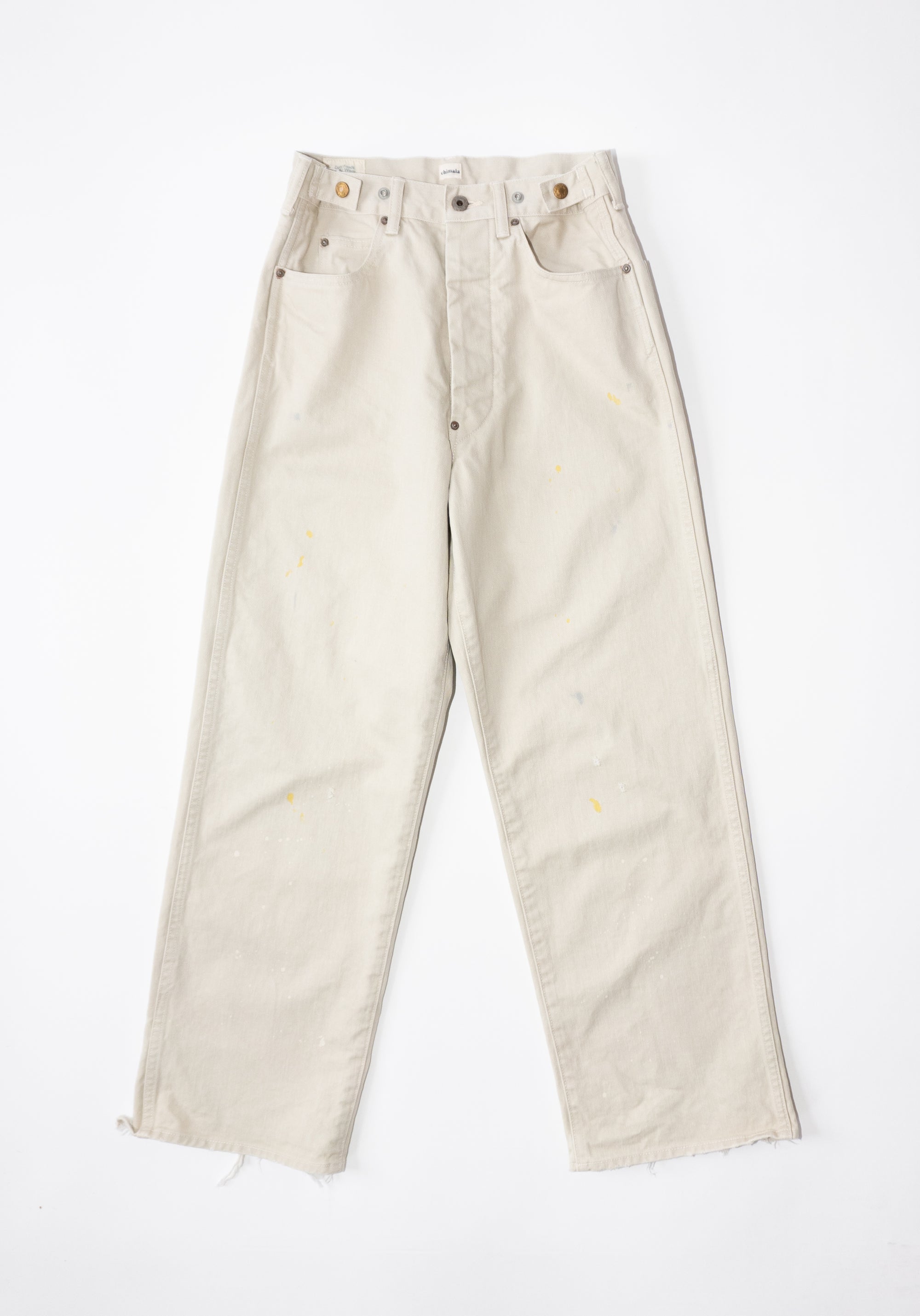 Chimala Unisex Adjustable Waist Denim Pants in Ivory