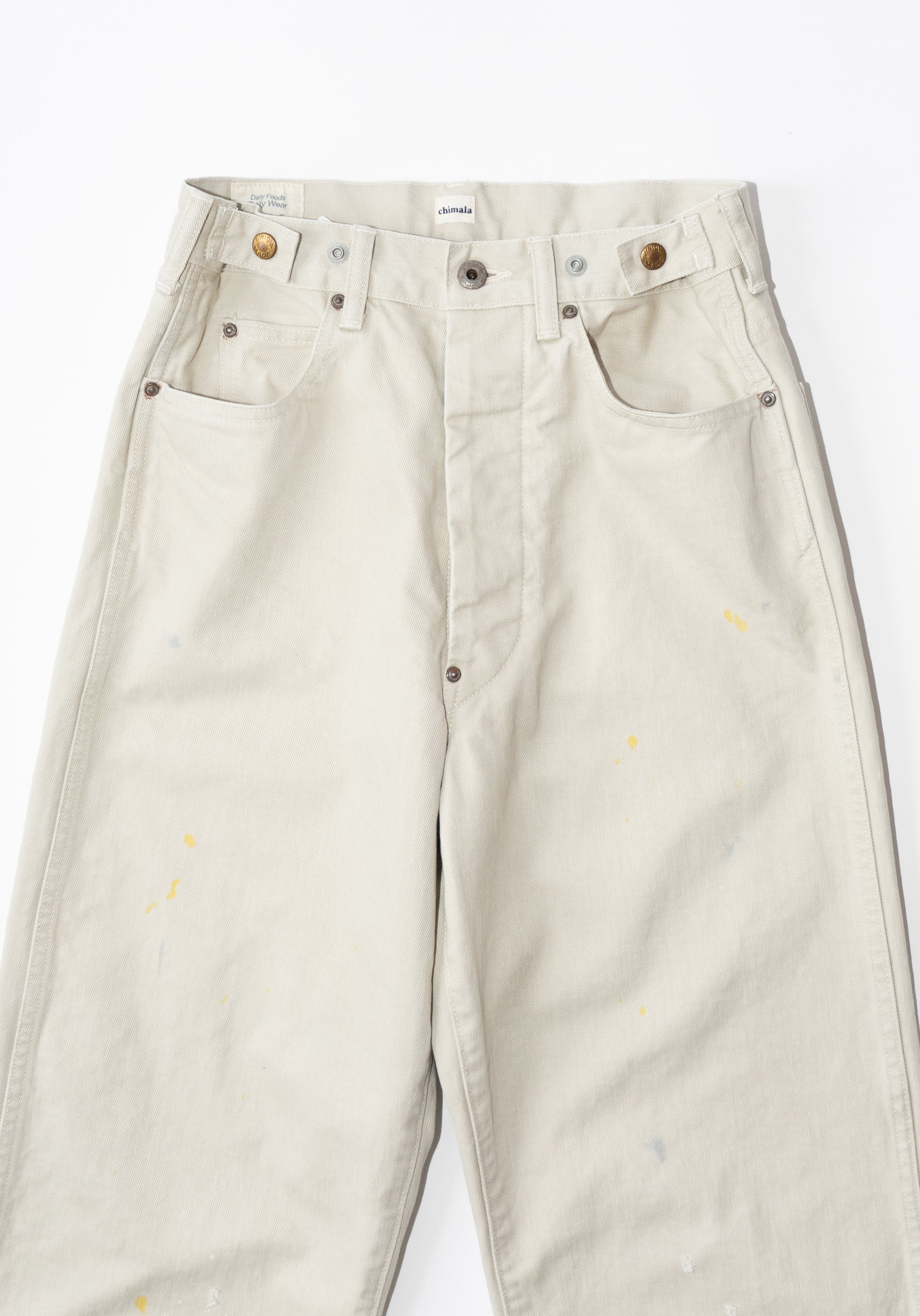 Chimala Unisex Adjustable Waist Denim Pants in Ivory