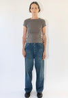 Unisex Denim Painters Pant in Dark Distress