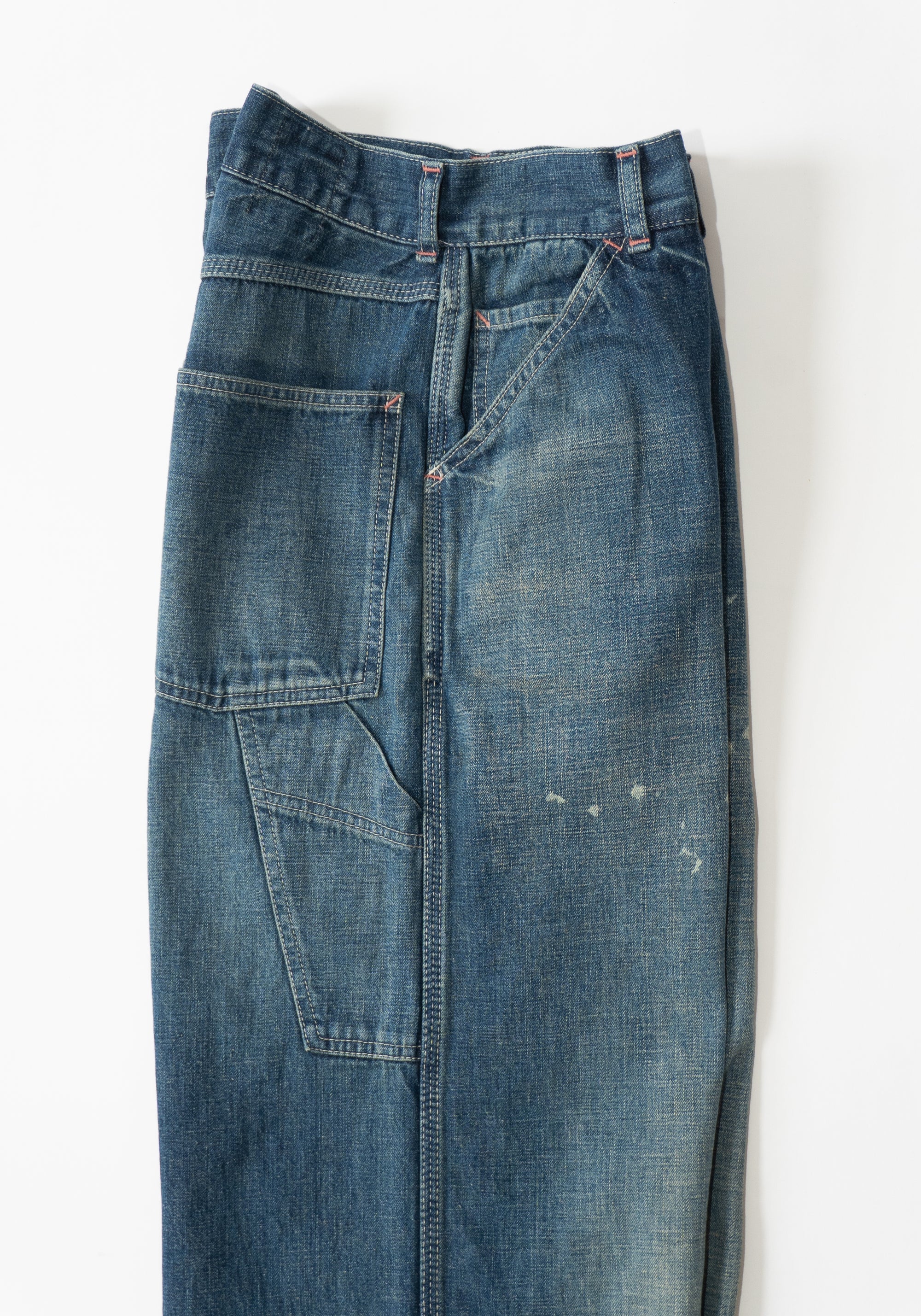 Chimala Unisex Denim Painters Pant in Dark Distress