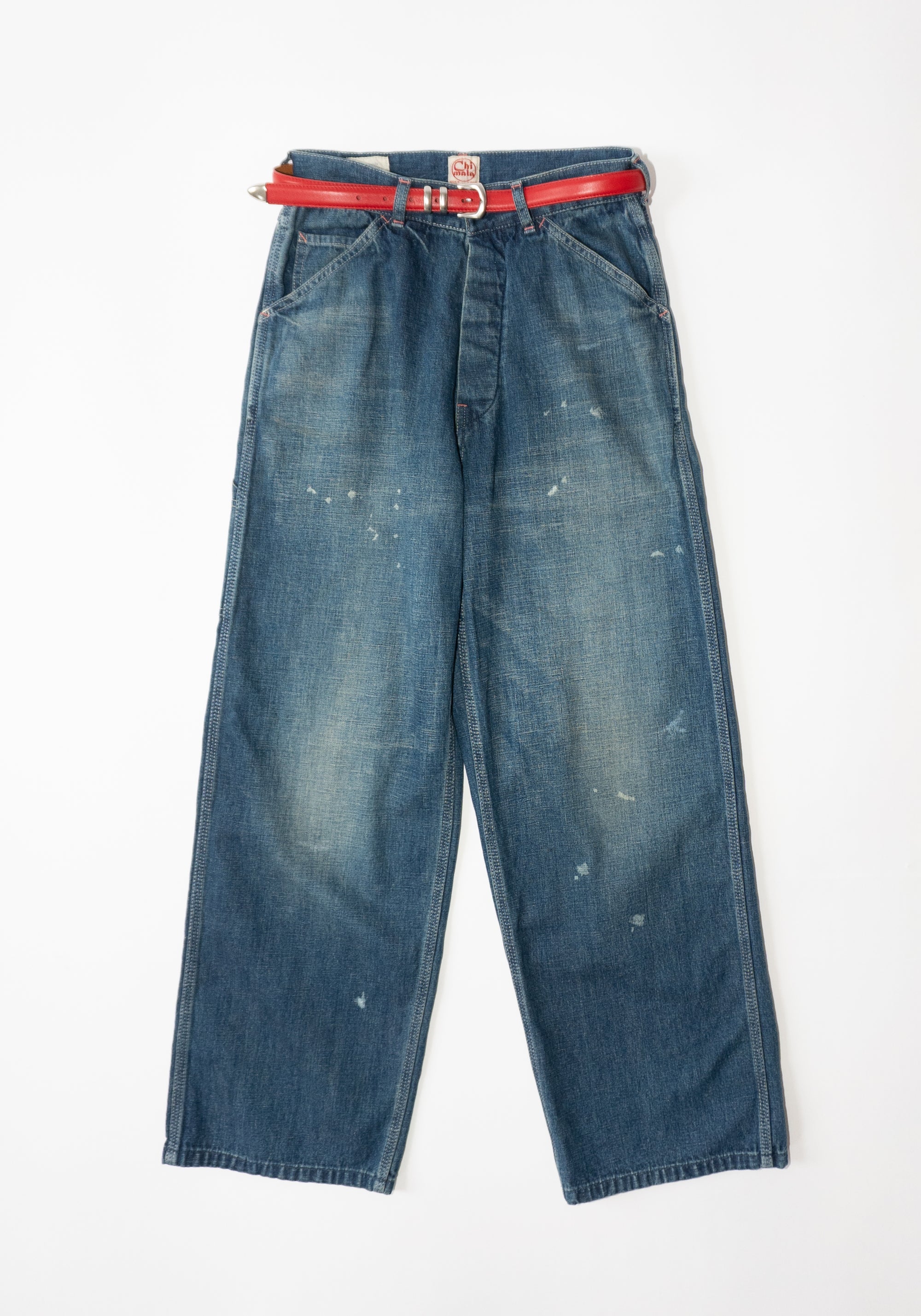 Chimala Unisex Denim Painters Pant in Dark Distress