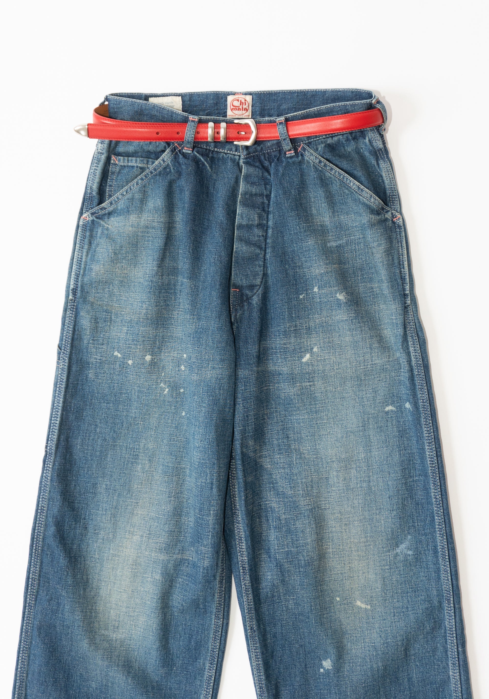 Chimala Unisex Denim Painters Pant in Dark Distress