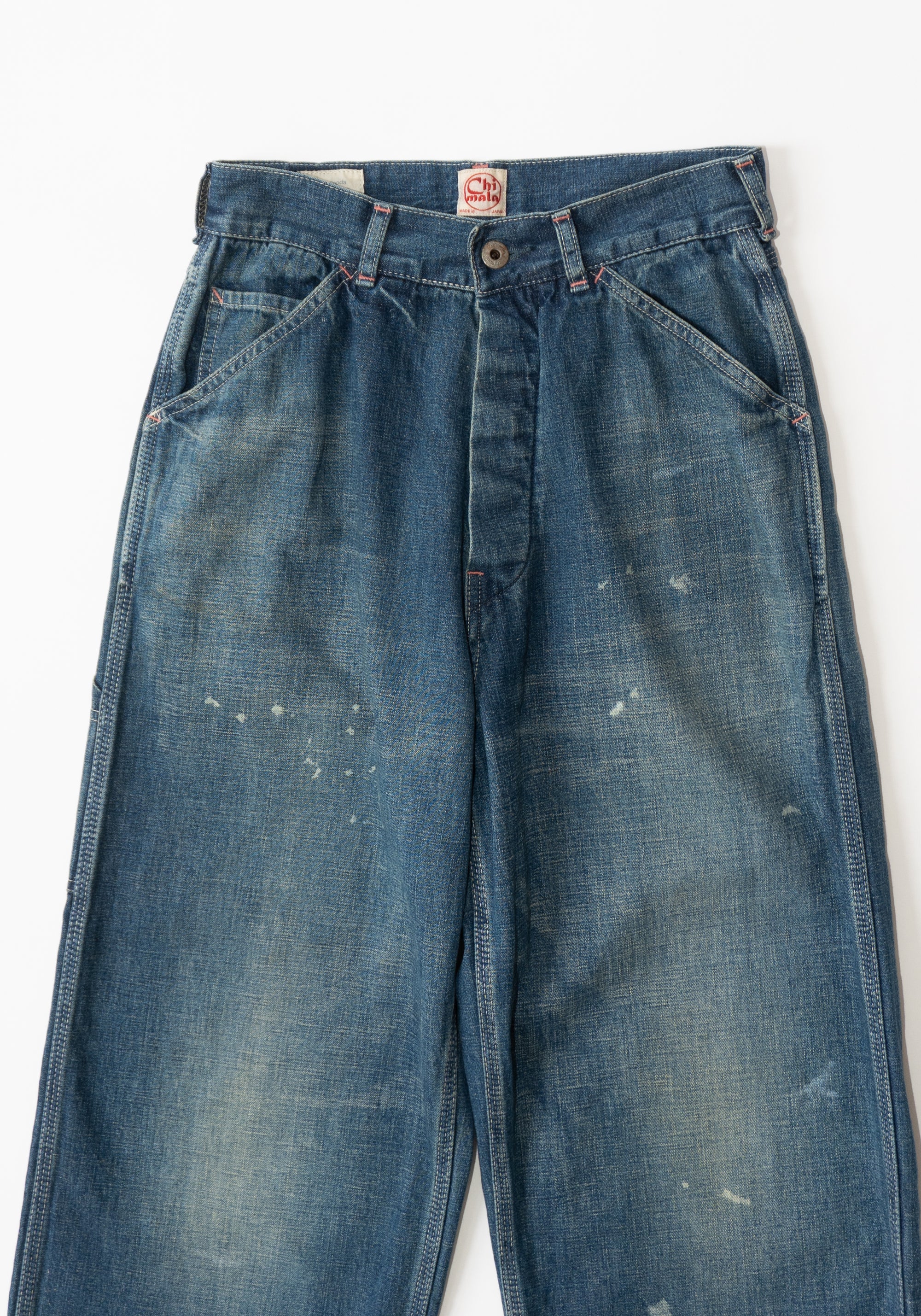 Chimala Unisex Denim Painters Pant in Dark Distress