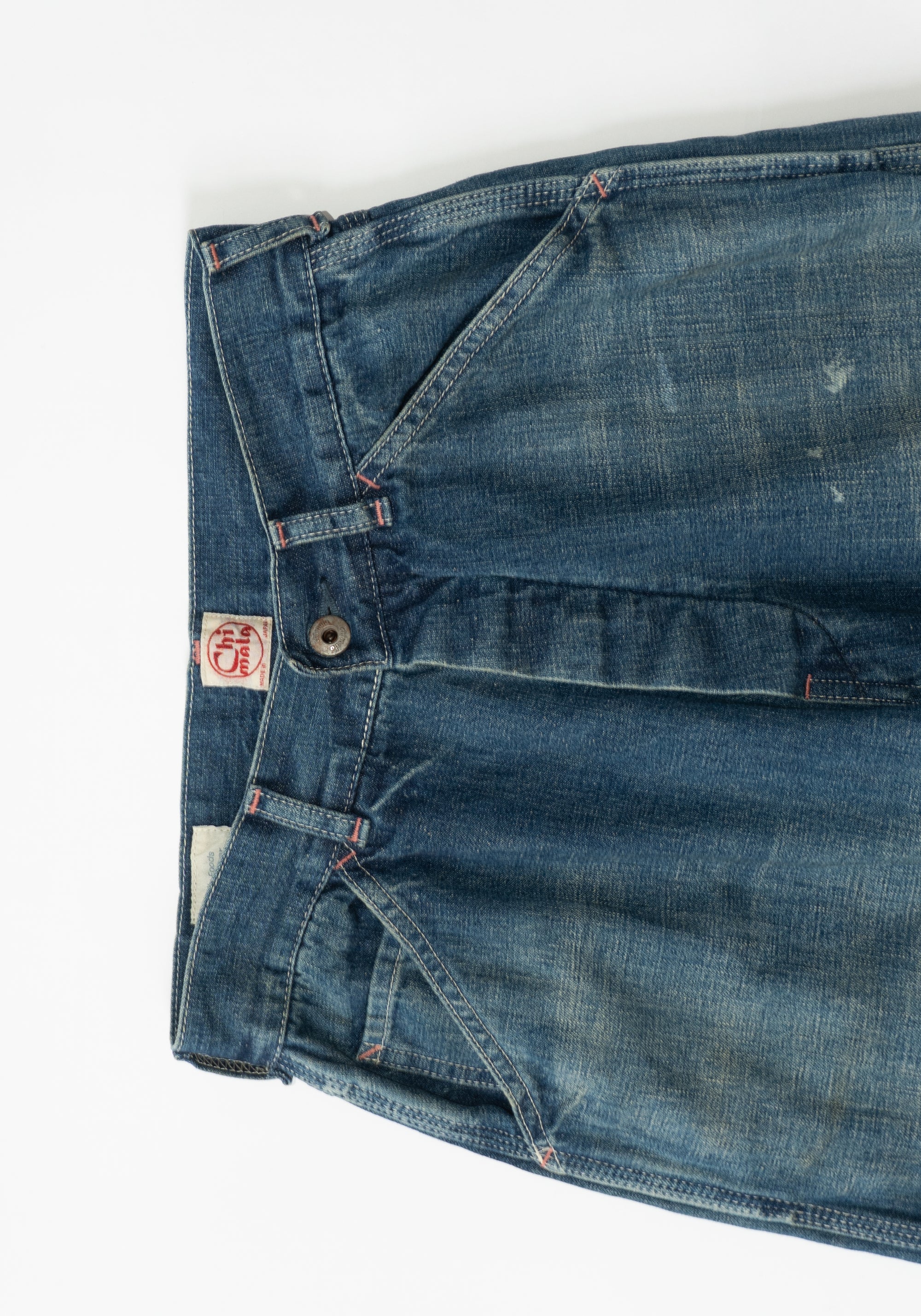 Chimala Unisex Denim Painters Pant in Dark Distress