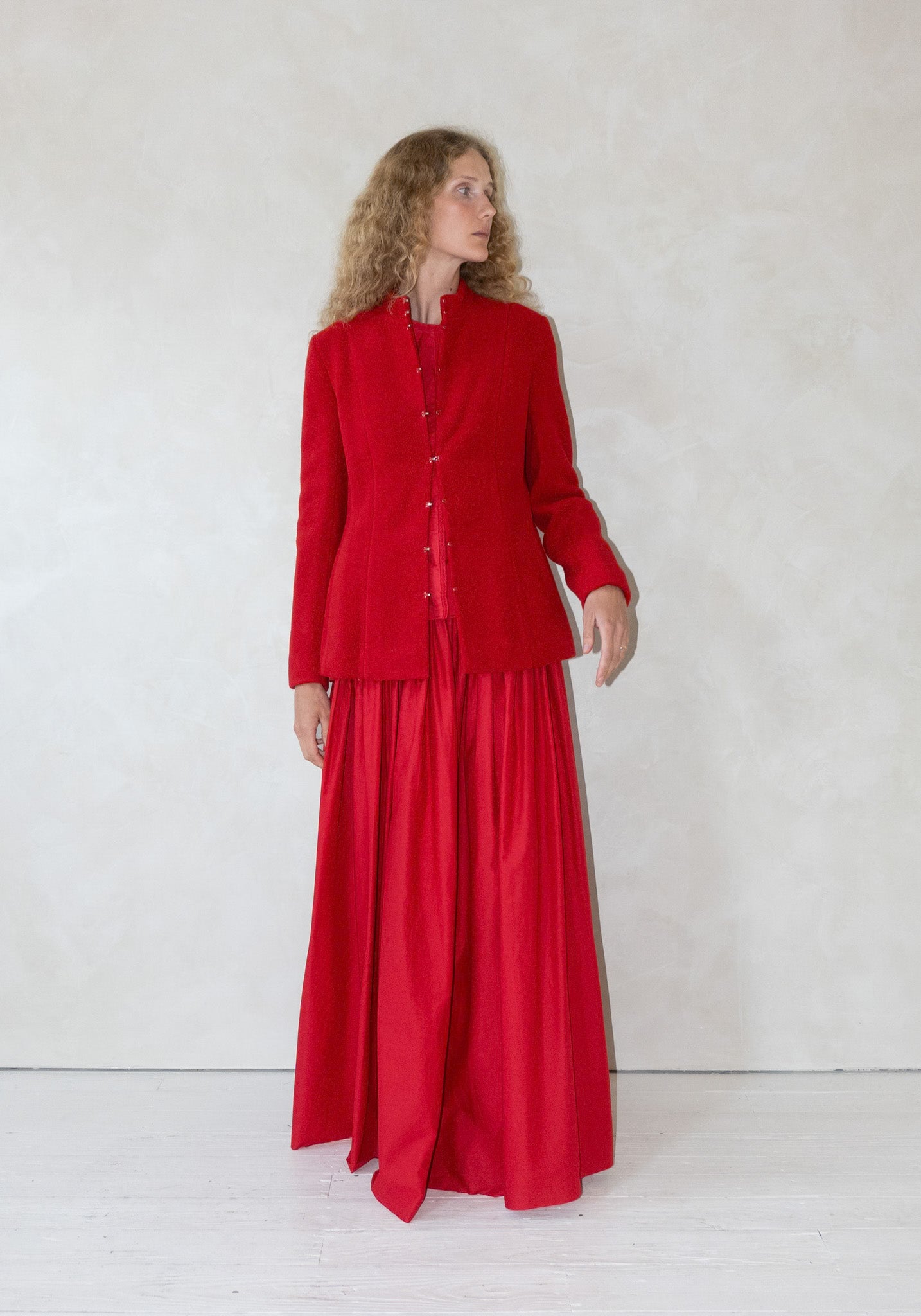 Shaped Victorian Jacket in Red Fleece