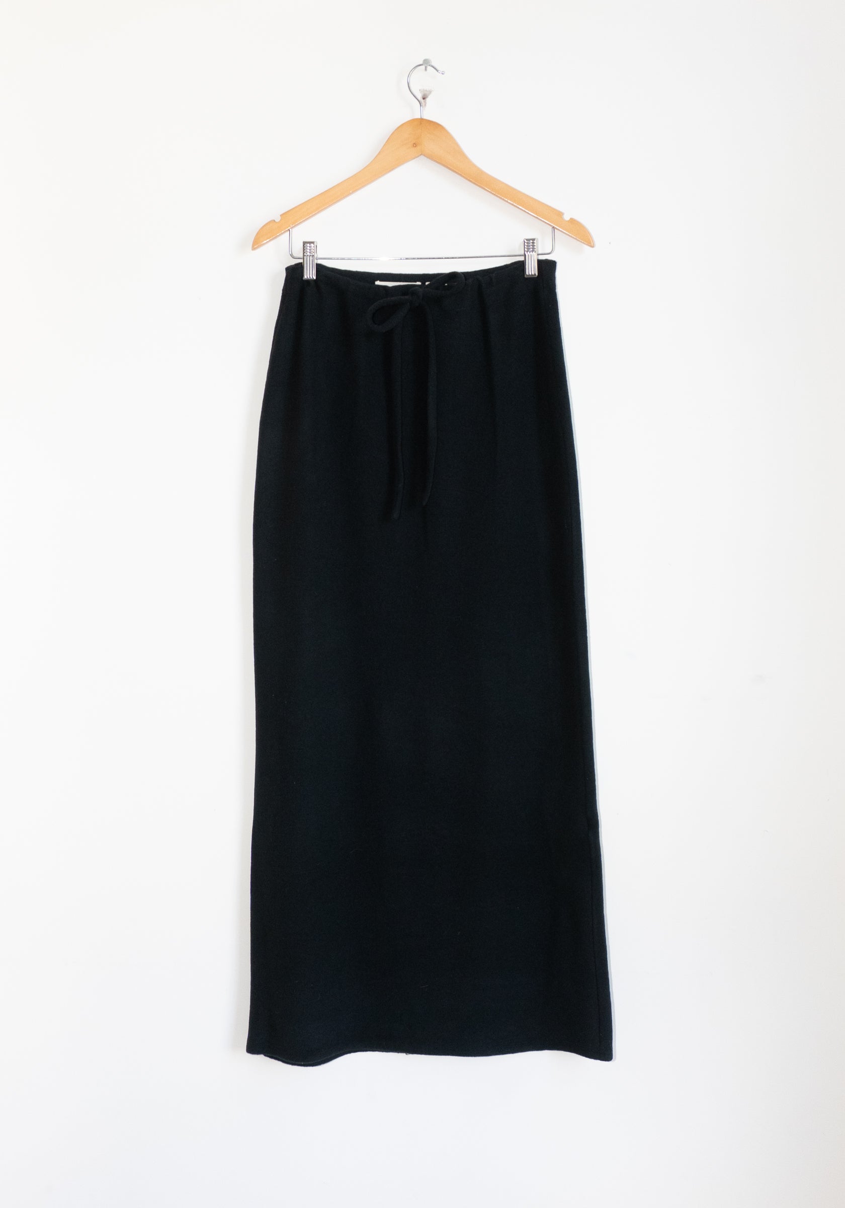 Colleen Allen Drawstring Wool Skirt in Black