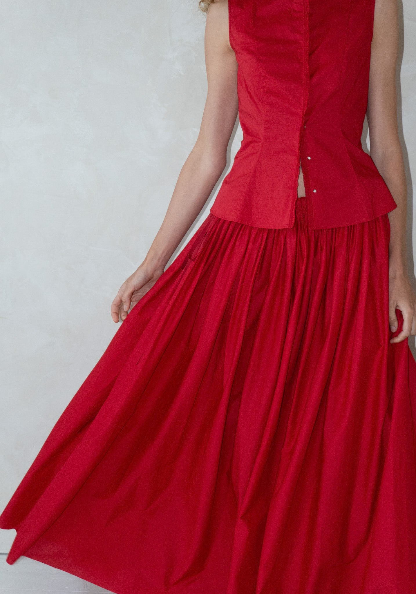 Gathered Wrap Skirt in Red