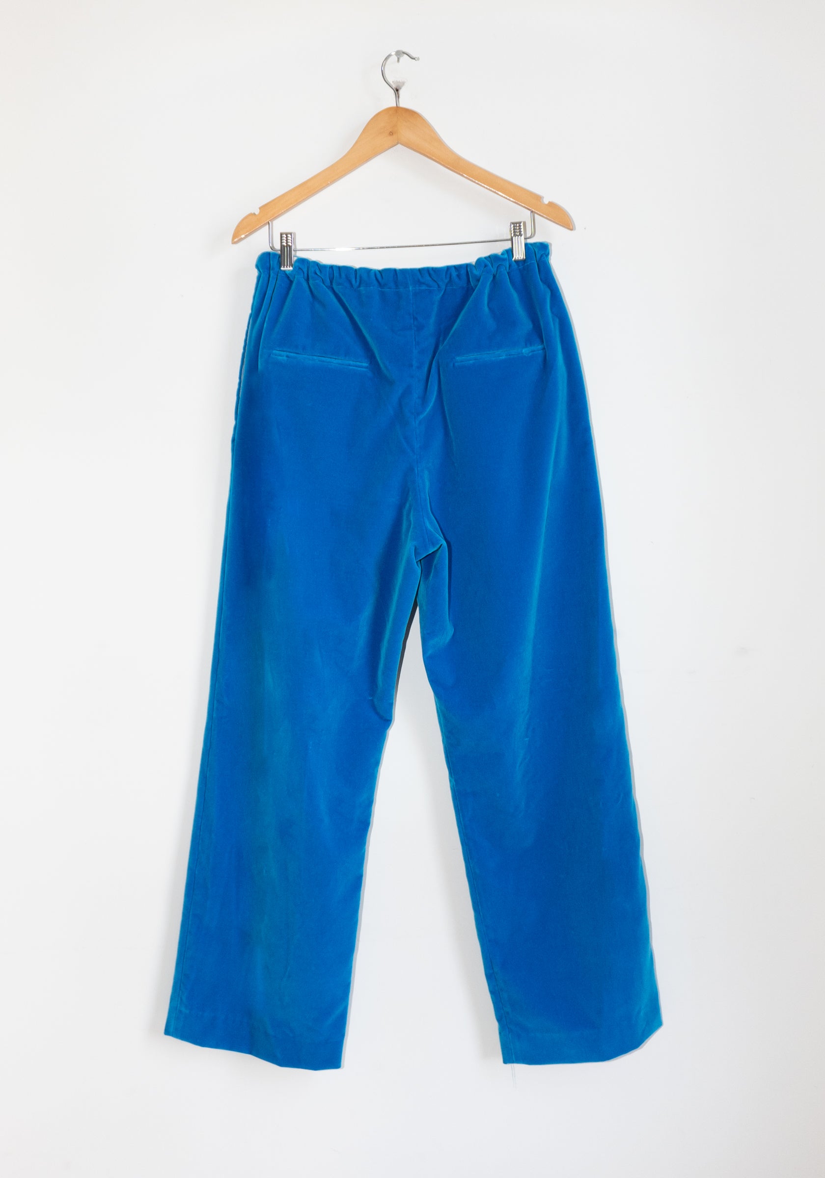 Velvet Drawstring Pant in Cerulean Blue