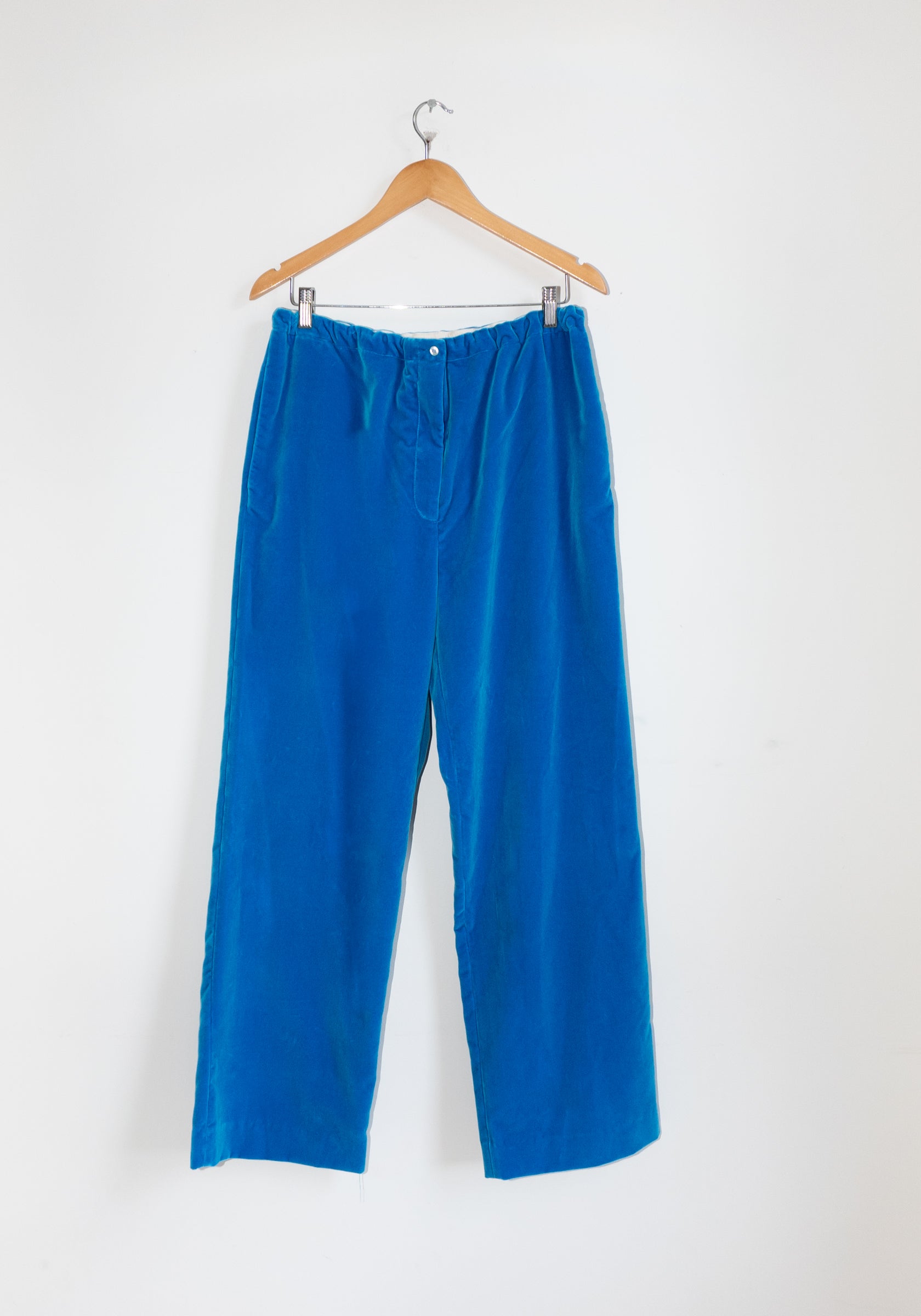 Velvet Drawstring Pant in Cerulean Blue