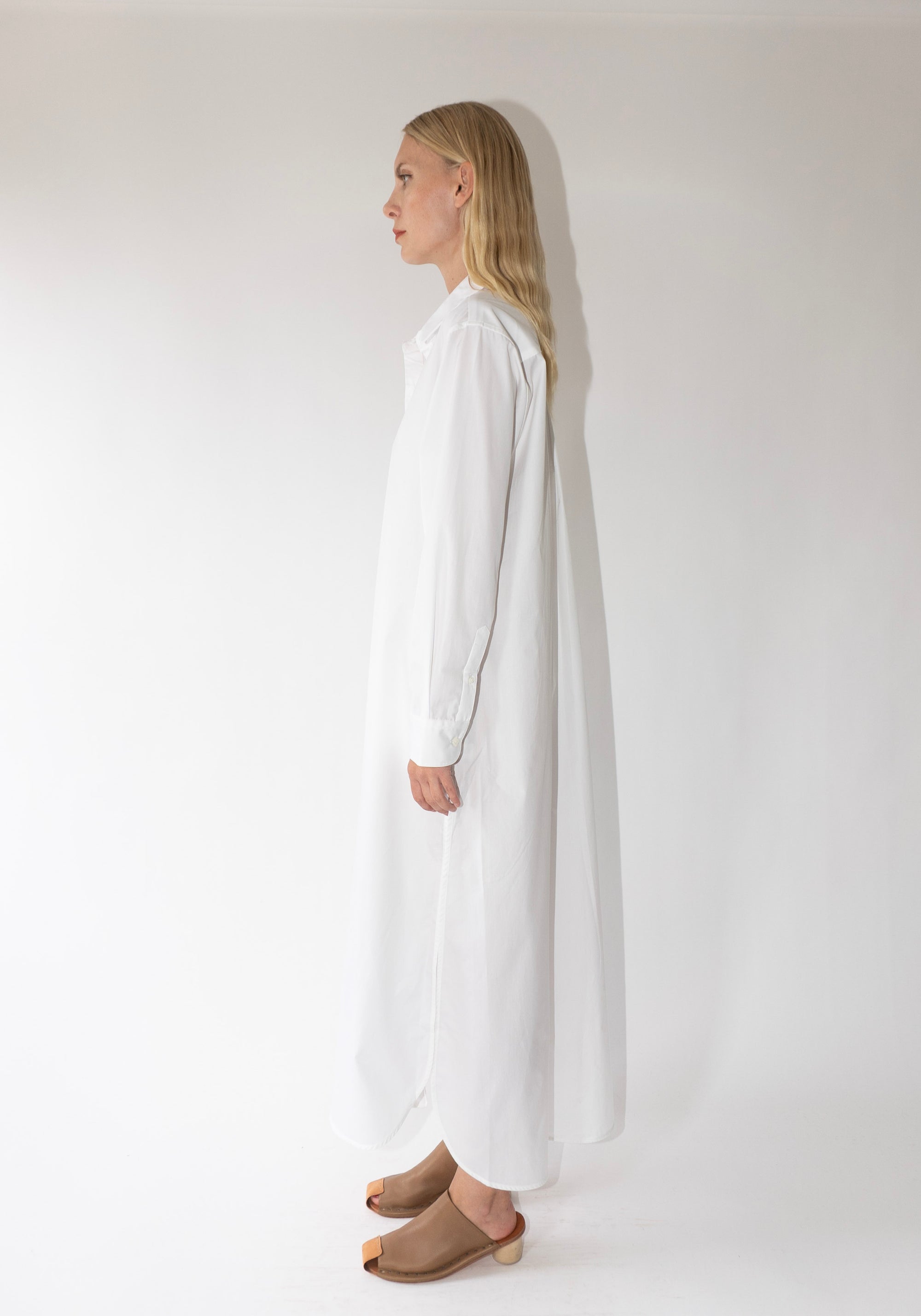 Comme Si Shirt Dress Cotton Poplin in White