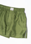 Silk Twill Boxer Classica Short in Olive with Lilac Piping