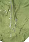 Silk Twill Notched Collar Shirt in Olive/Lilac