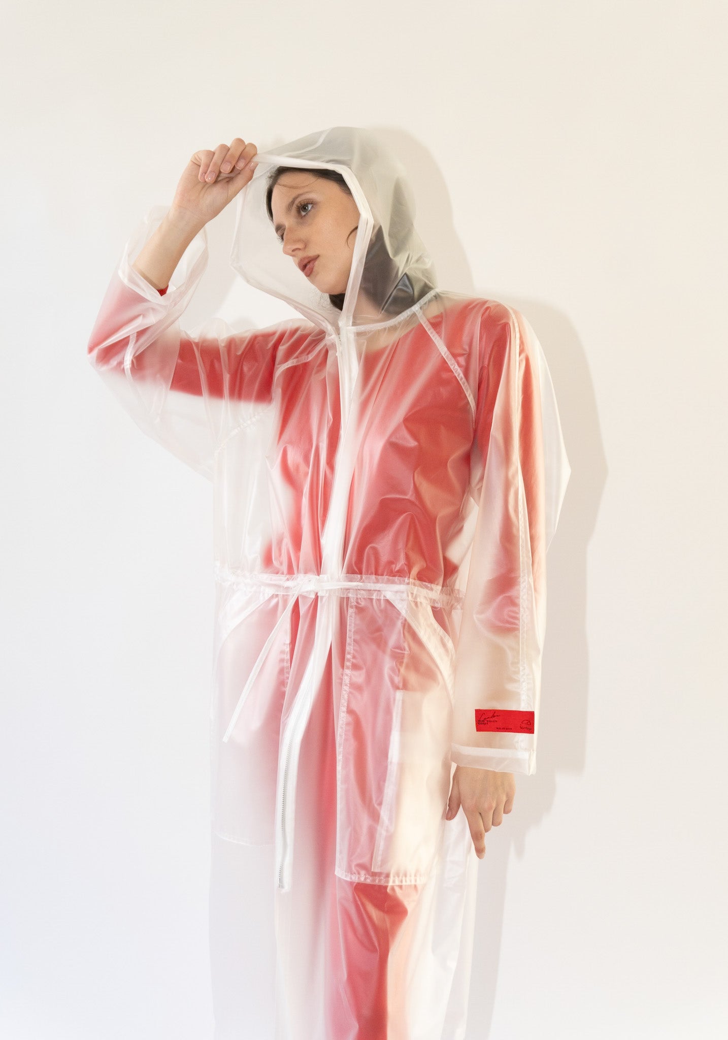 Cordera Hooded Transparent Raincoat in Clear