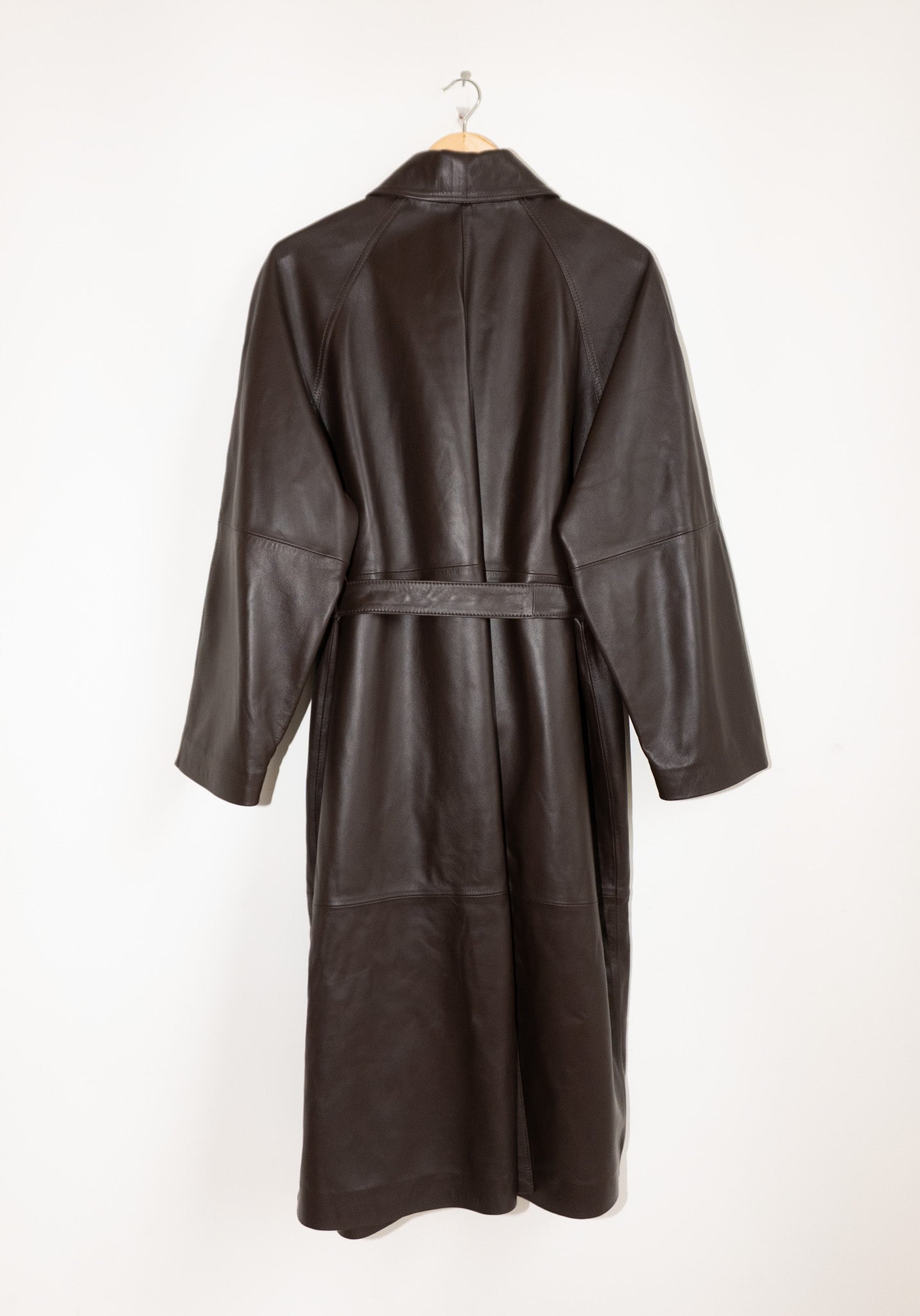 Cordera Nappa Long Trench Coat in Brown