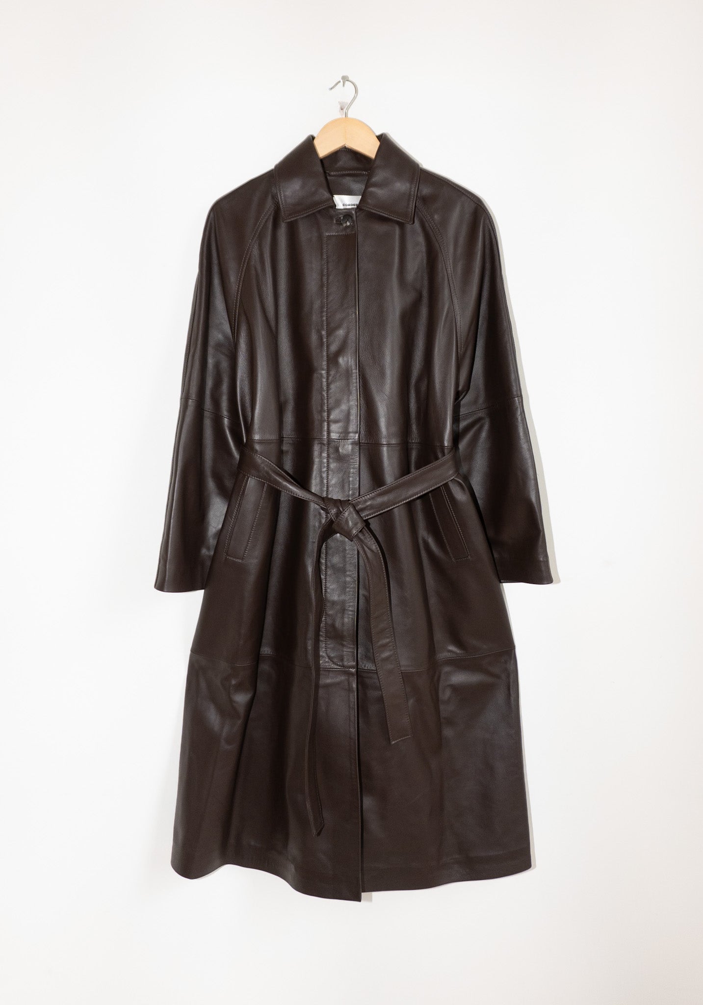 Cordera Nappa Long Trench Coat in Brown