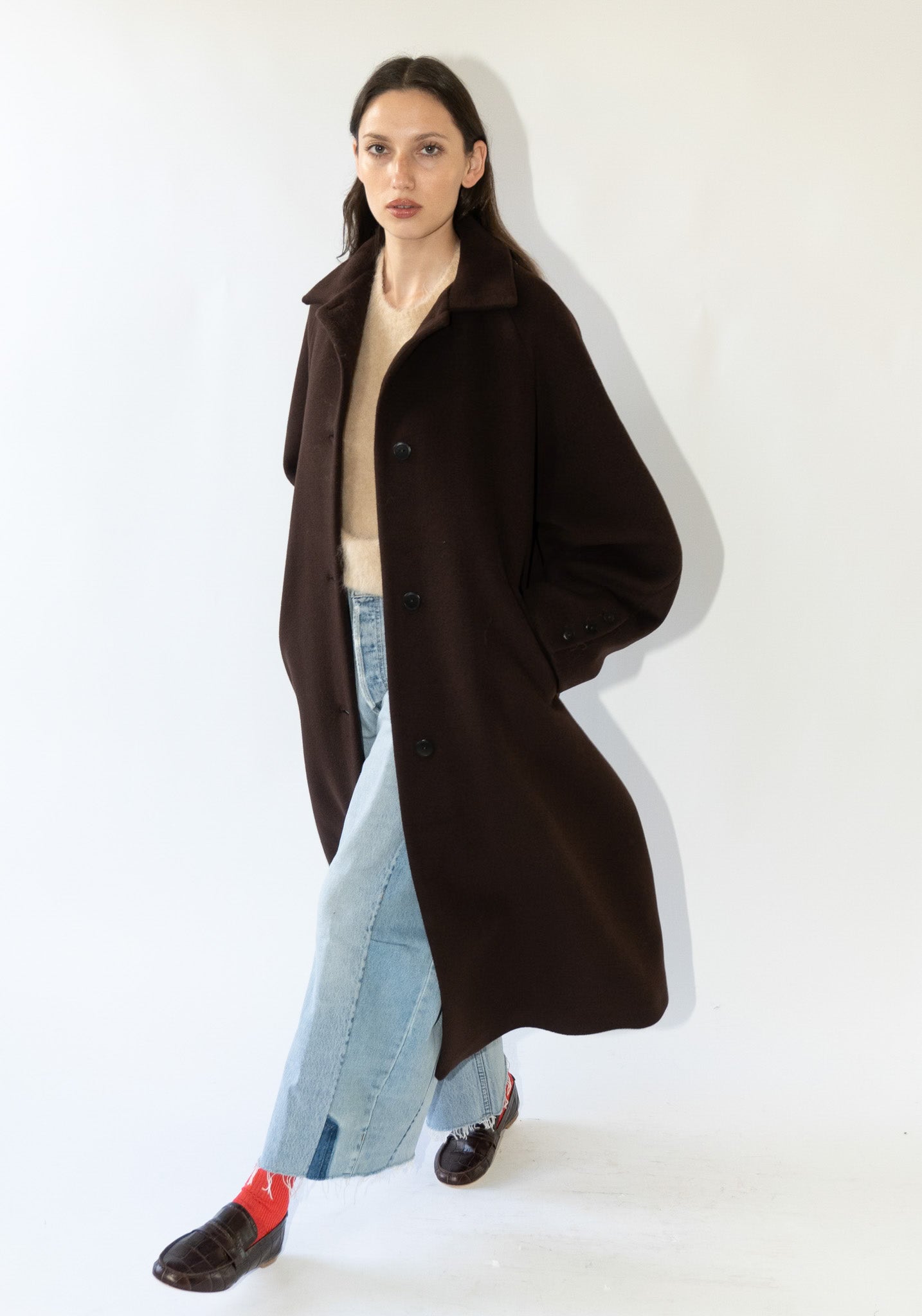 Cordera Virgin Wool Coat in Chocolate