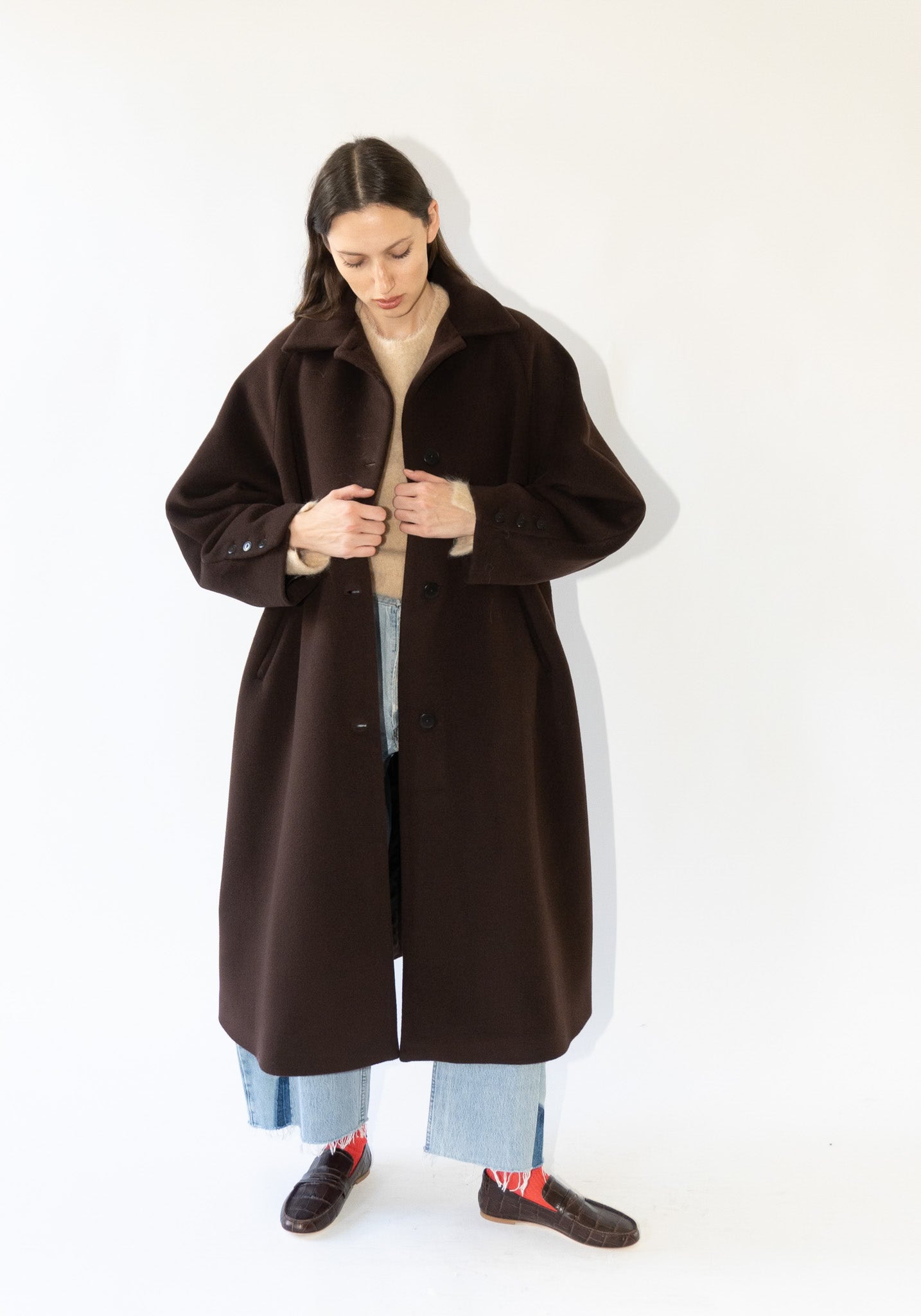 Cordera Virgin Wool Coat in Chocolate