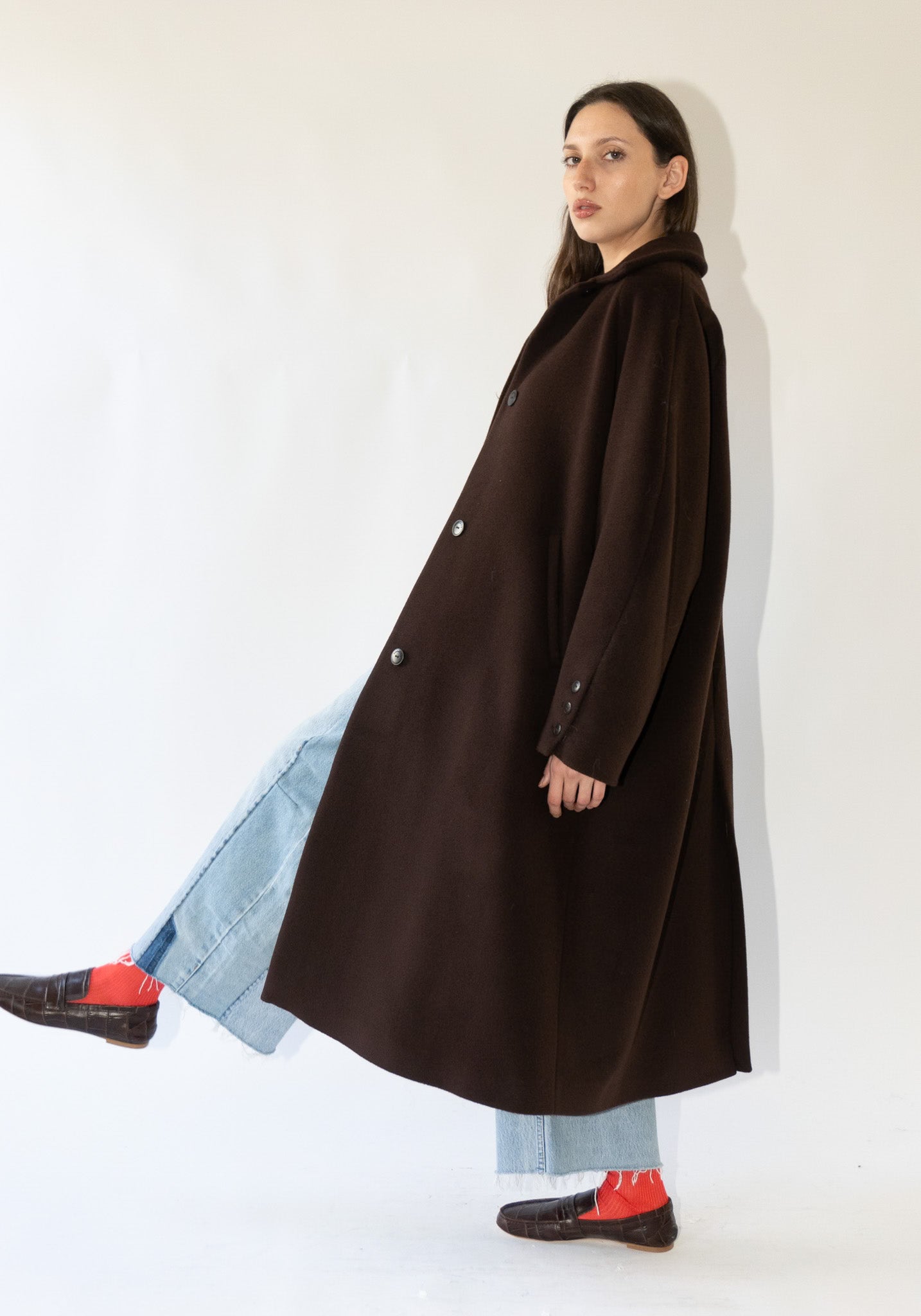 Cordera Virgin Wool Coat in Chocolate