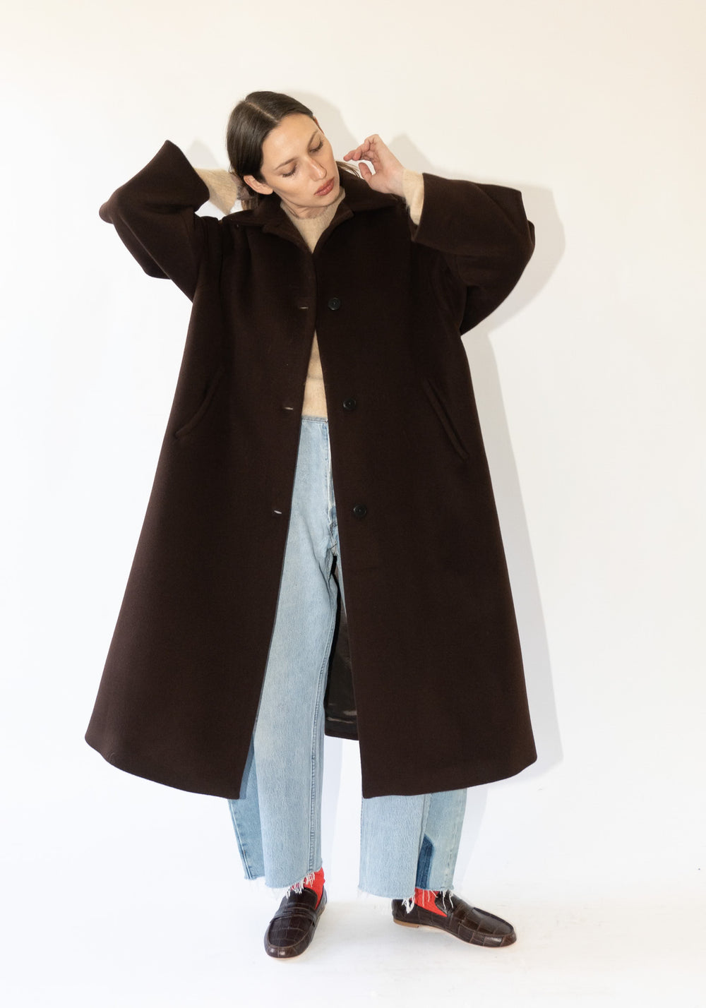 Cordera Virgin Wool Coat in Chocolate