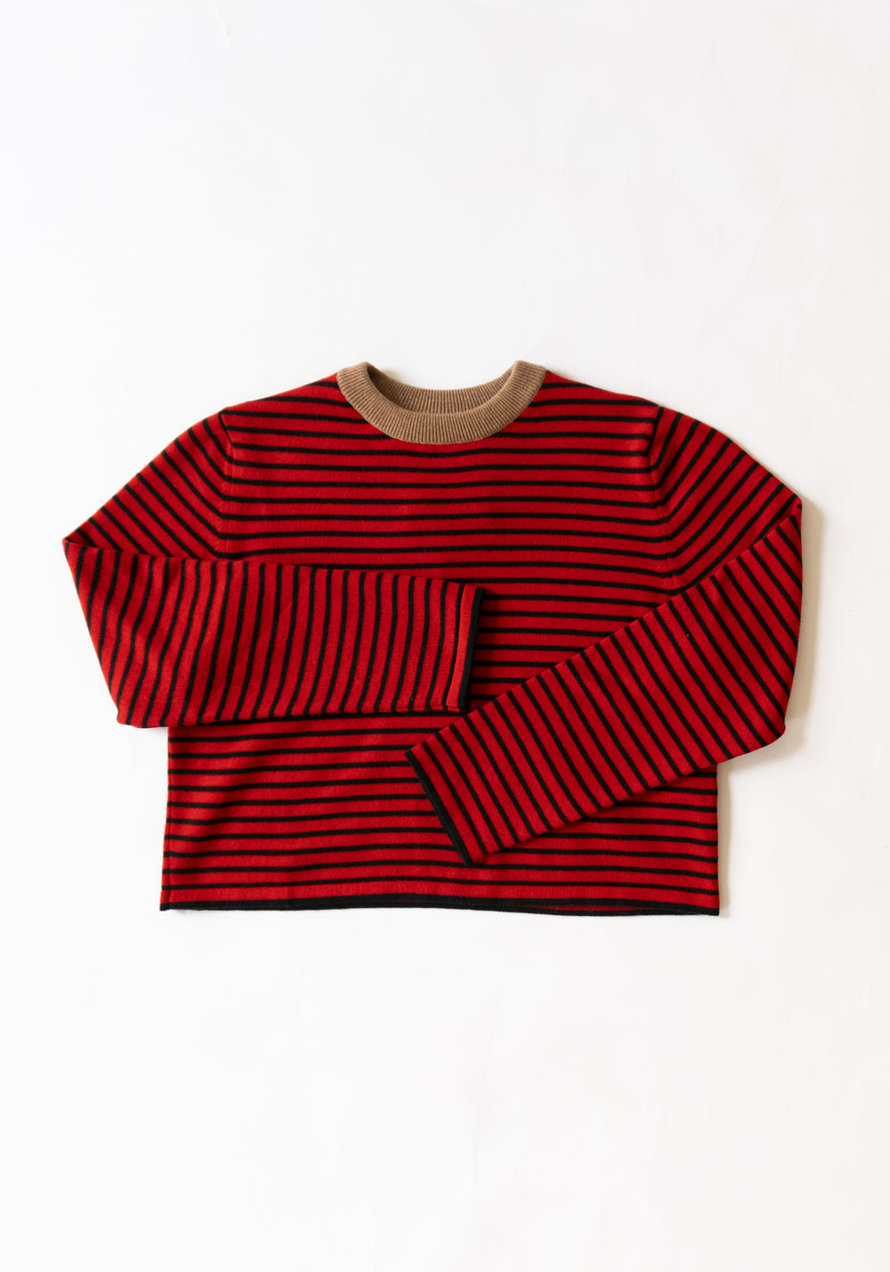 Cordera Merino Wool Striped Tee in Red