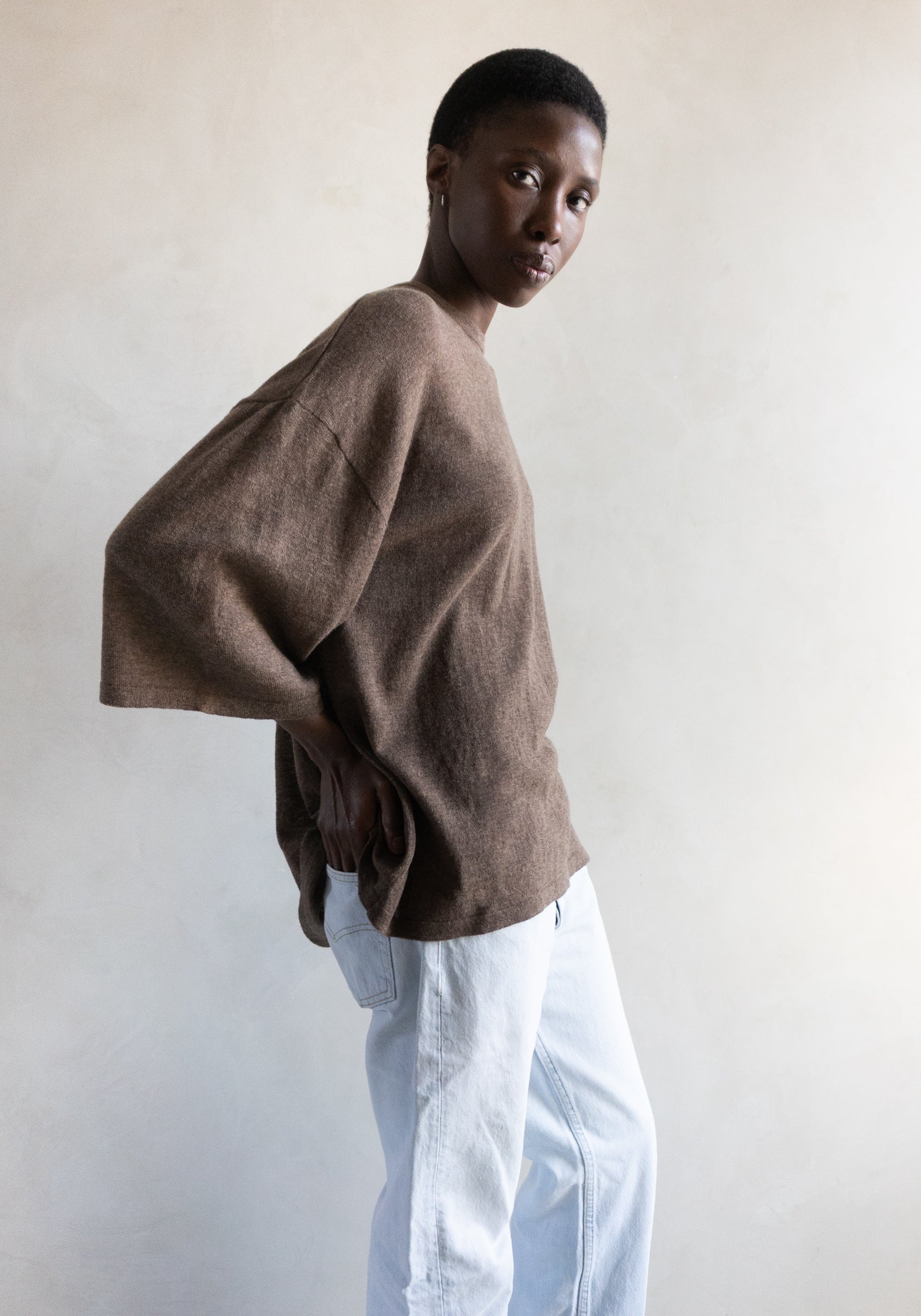 Cordera Merino Wool Oversized T-Shirt in Deep Taupe