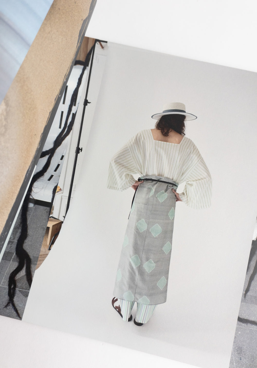 Cristaseya Pareo Skirt in Grey Green Polka Dot