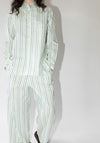 Cristaseya Oversized Pajama Pants in Striped Pastel Green