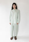 Cristaseya Oversized Pajama Pants in Striped Pastel Green