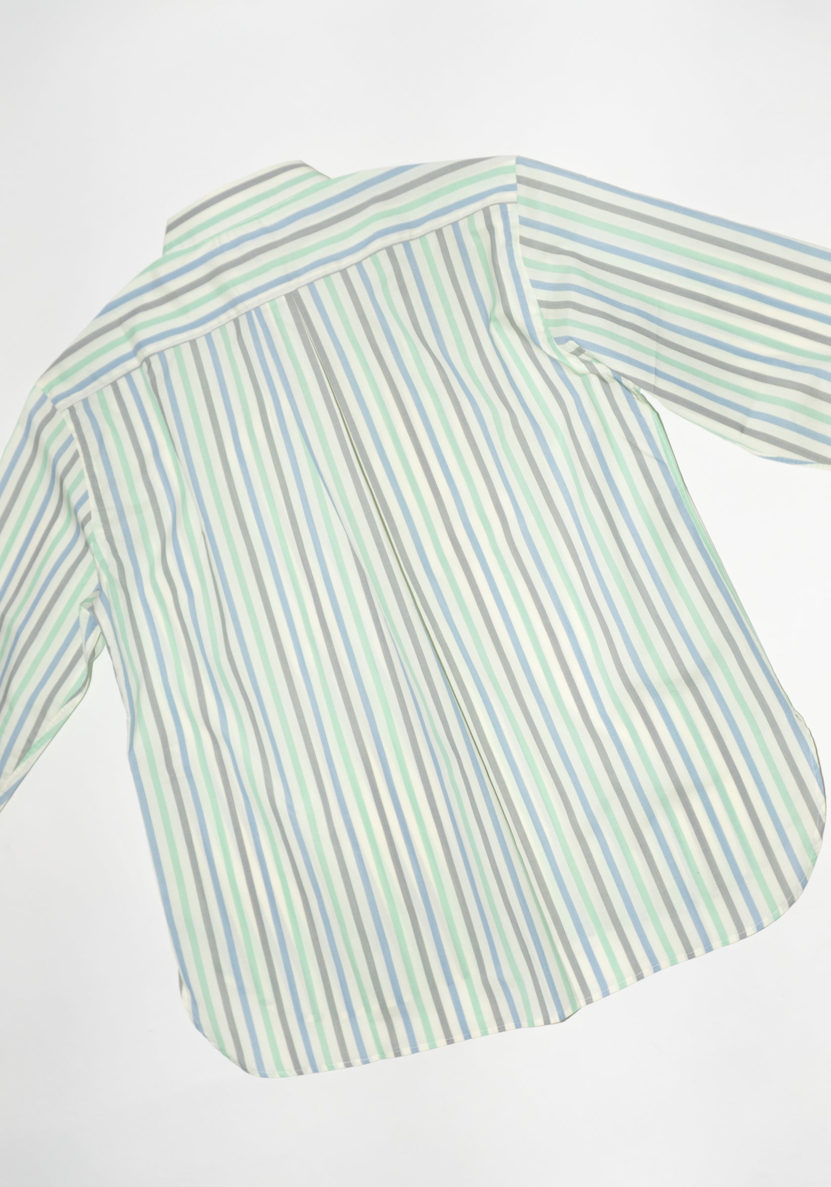 Cristaseya Handmade Classic Collar Shirt in Striped Pastel Green