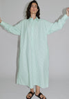 Cristaseya Maxi Shirt Dress in White and Green Stripes