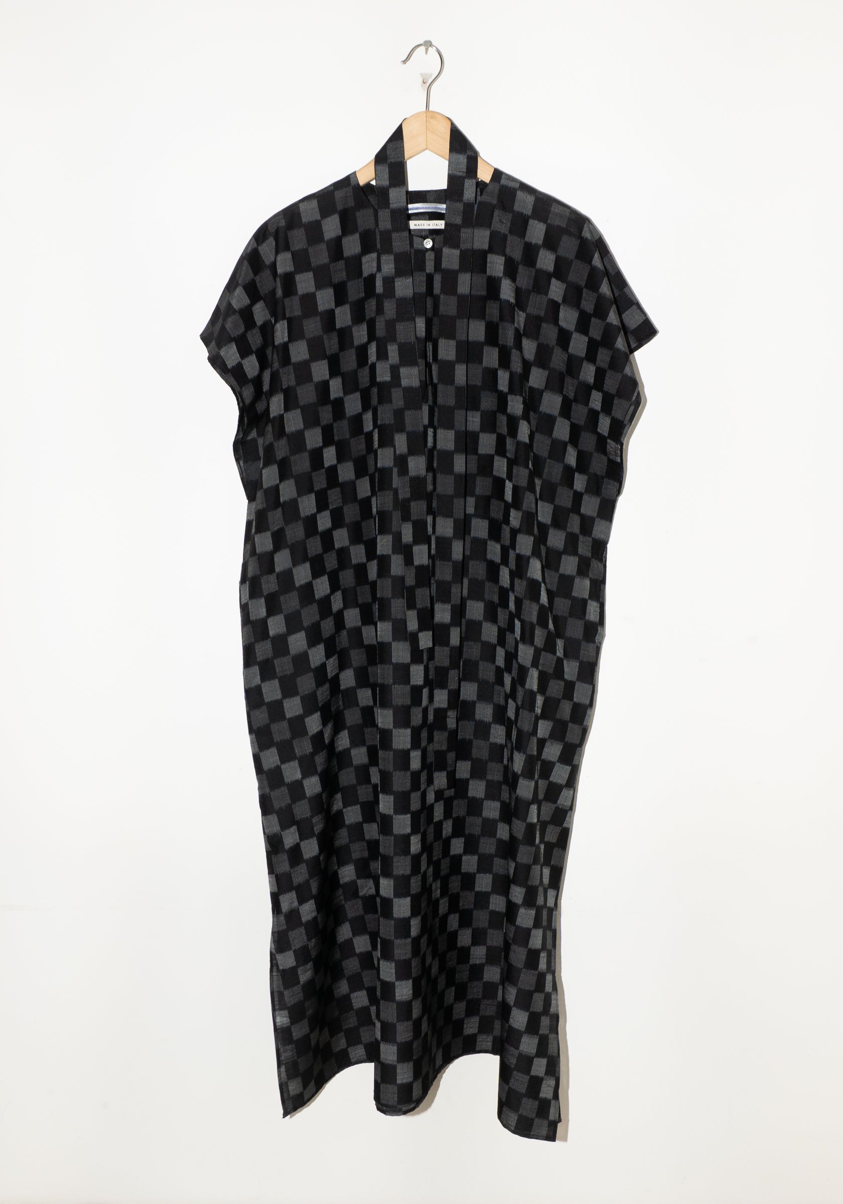 Cristaseya Oversized Caftan in Black and Grey Checks