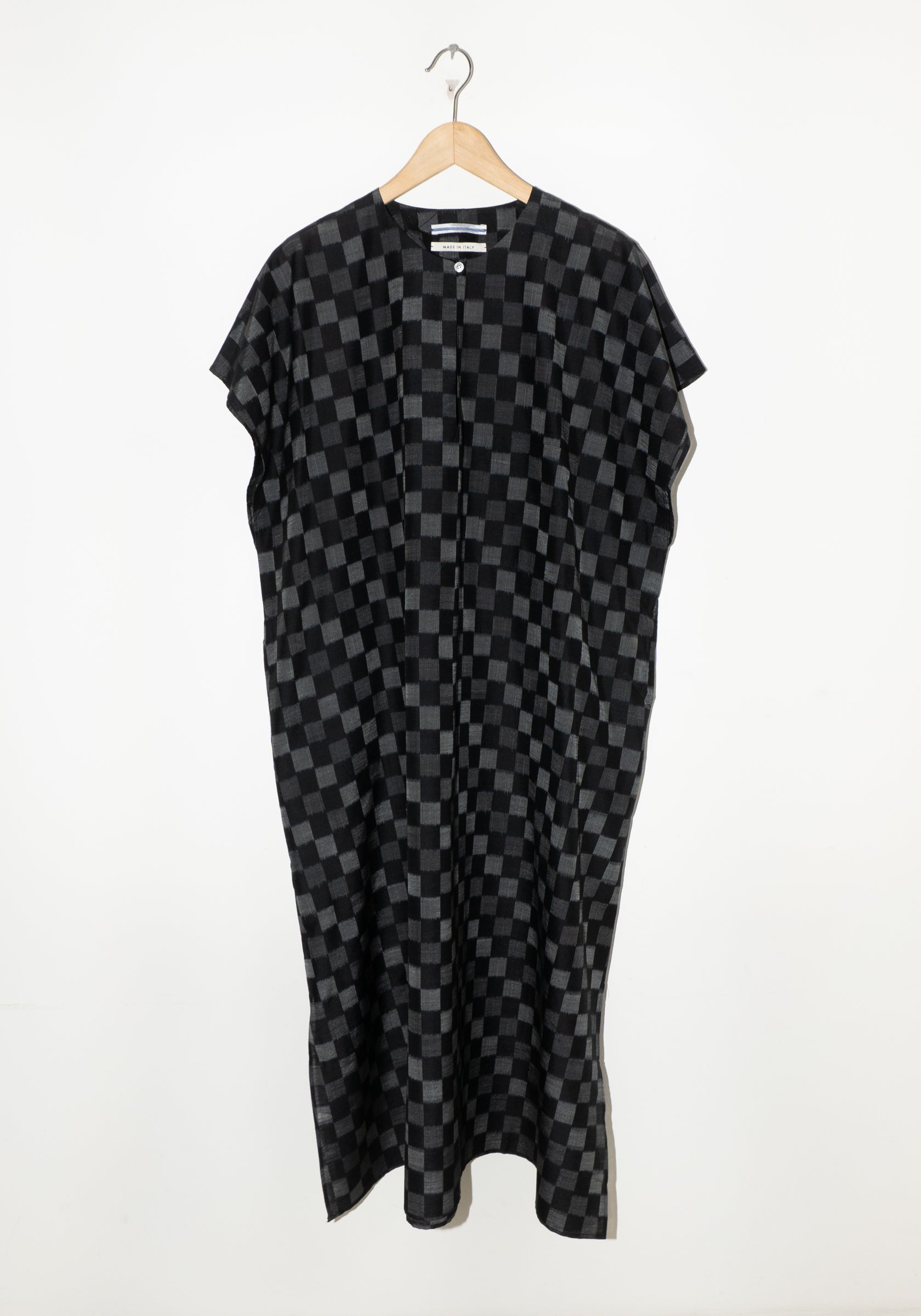 Cristaseya Oversized Caftan in Black and Grey Checks