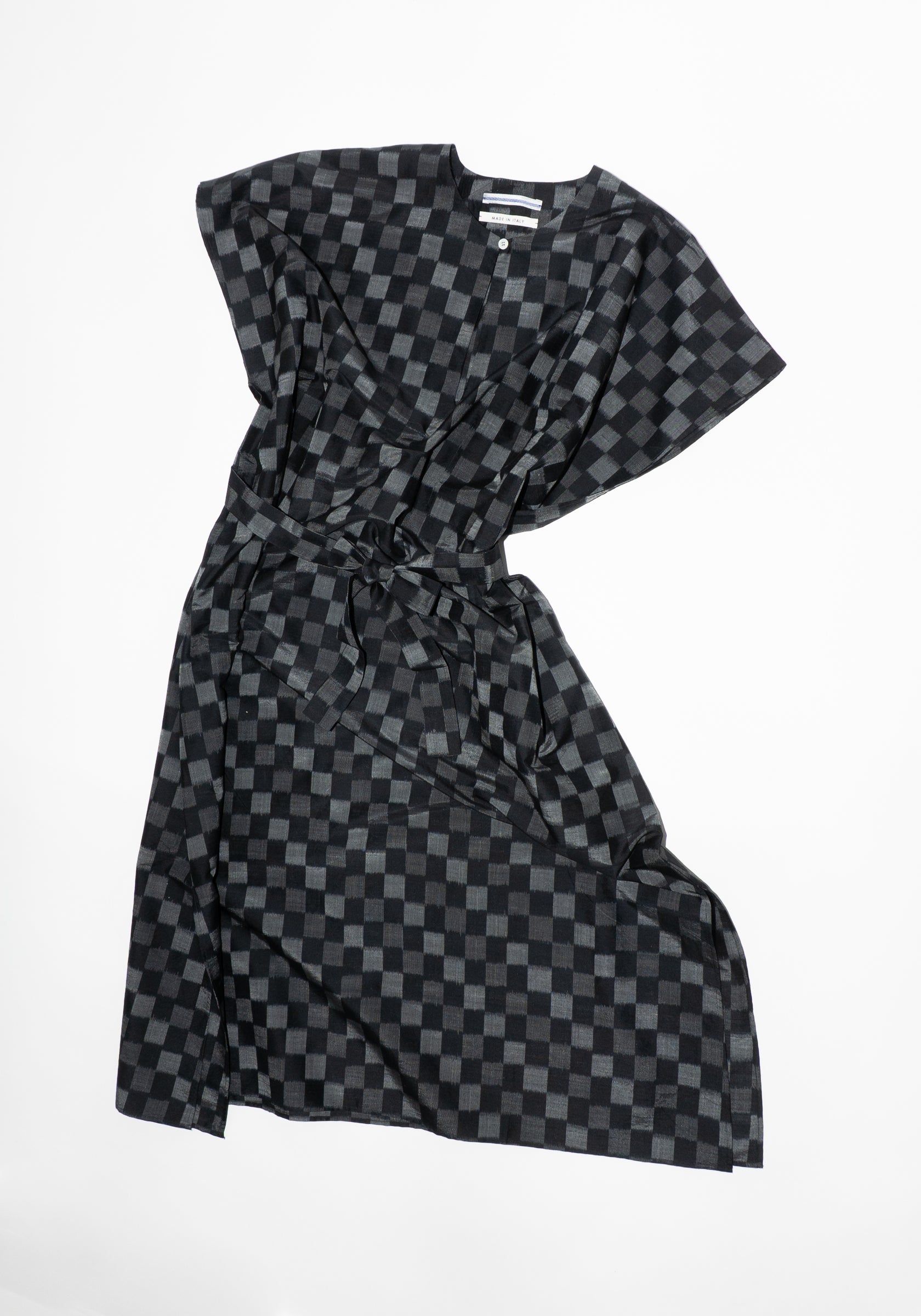 Cristaseya Oversized Caftan in Black and Grey Checks