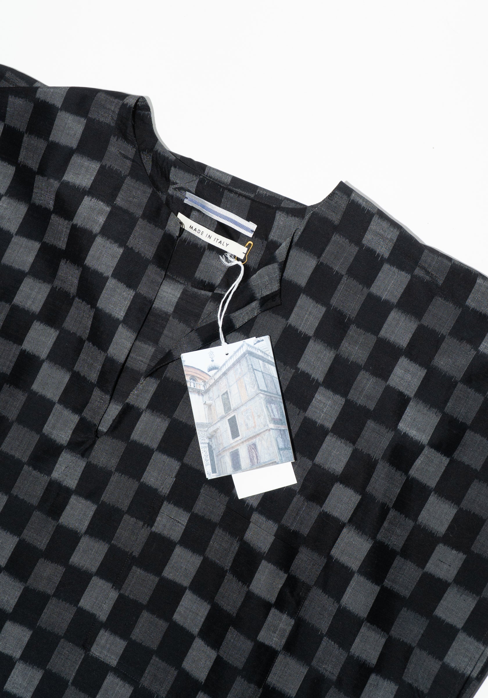 Cristaseya Oversized Caftan in Black and Grey Checks