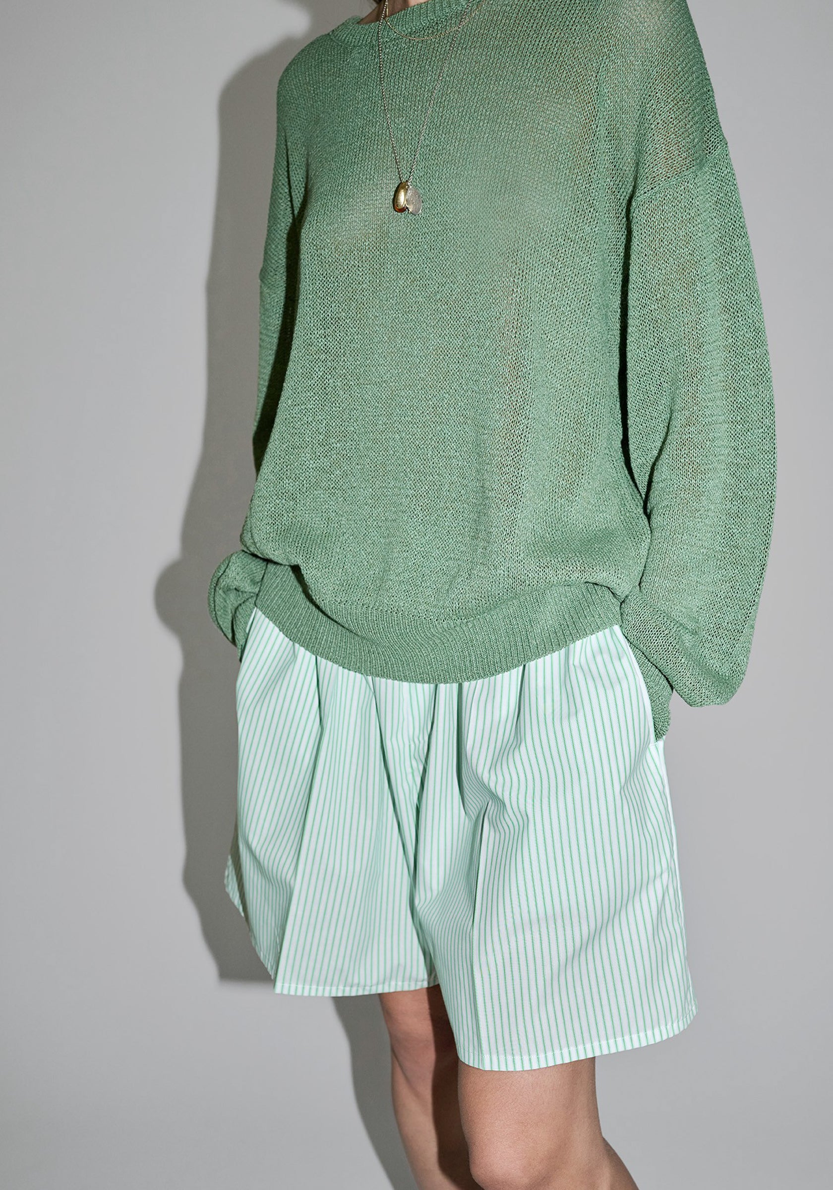 Cristaseya Oversized Washi Paper Sweater in Sauge