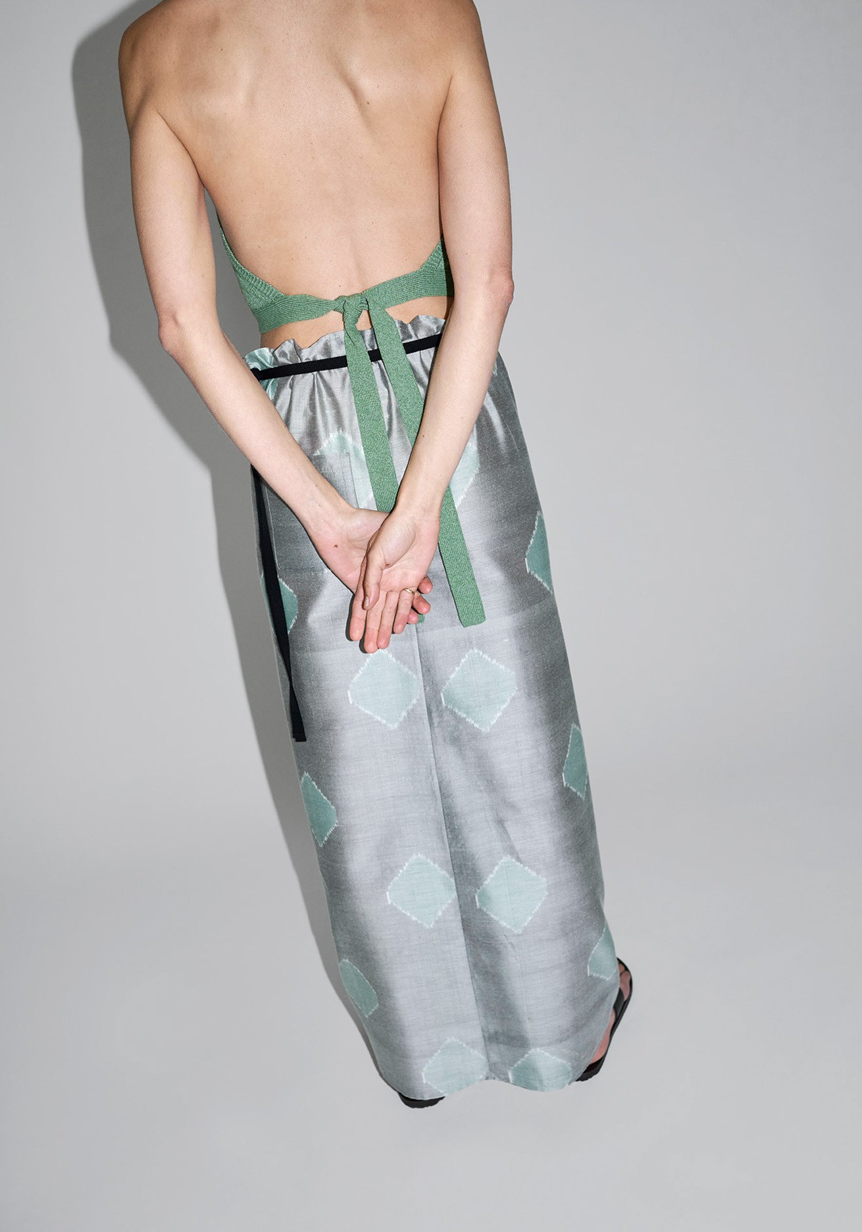 Cristaseya Pareo Skirt in Grey Green Polka Dot