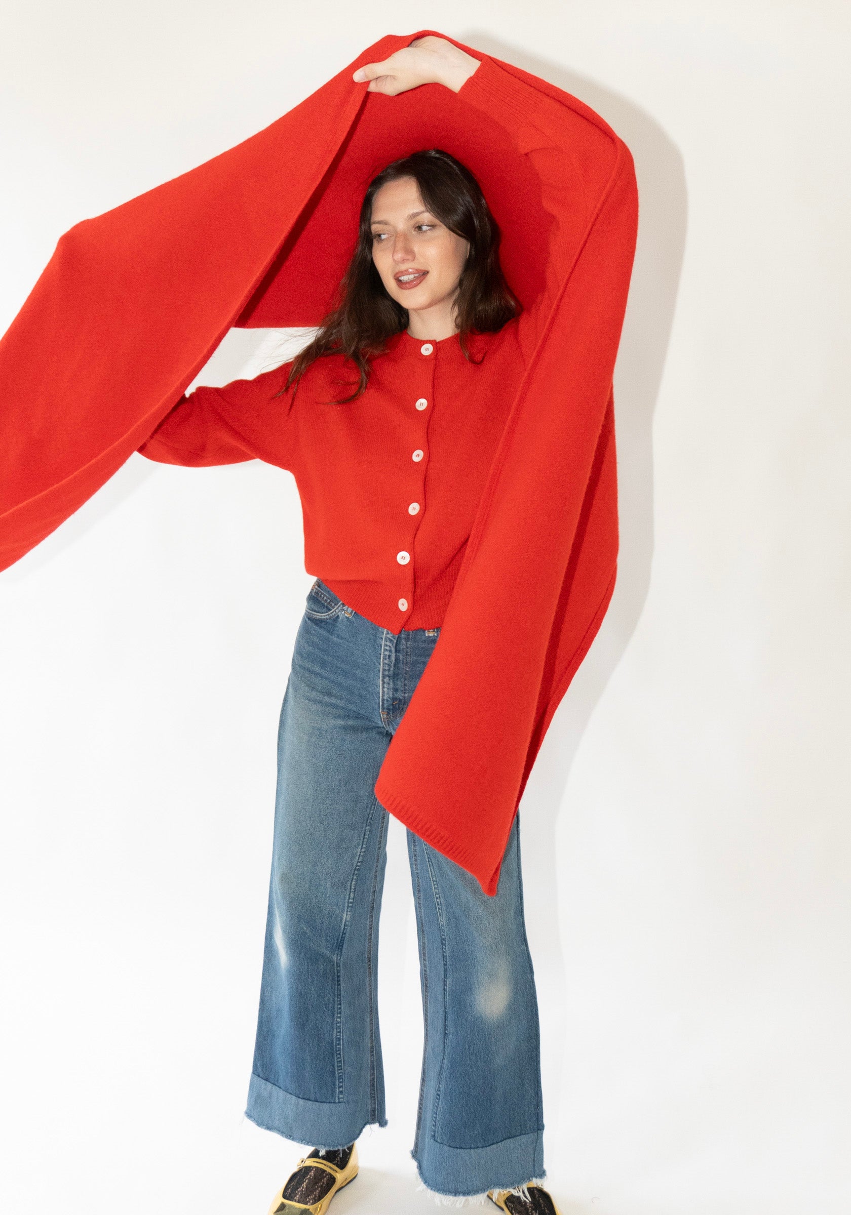 Brea Felted Blanket Scarf in Red