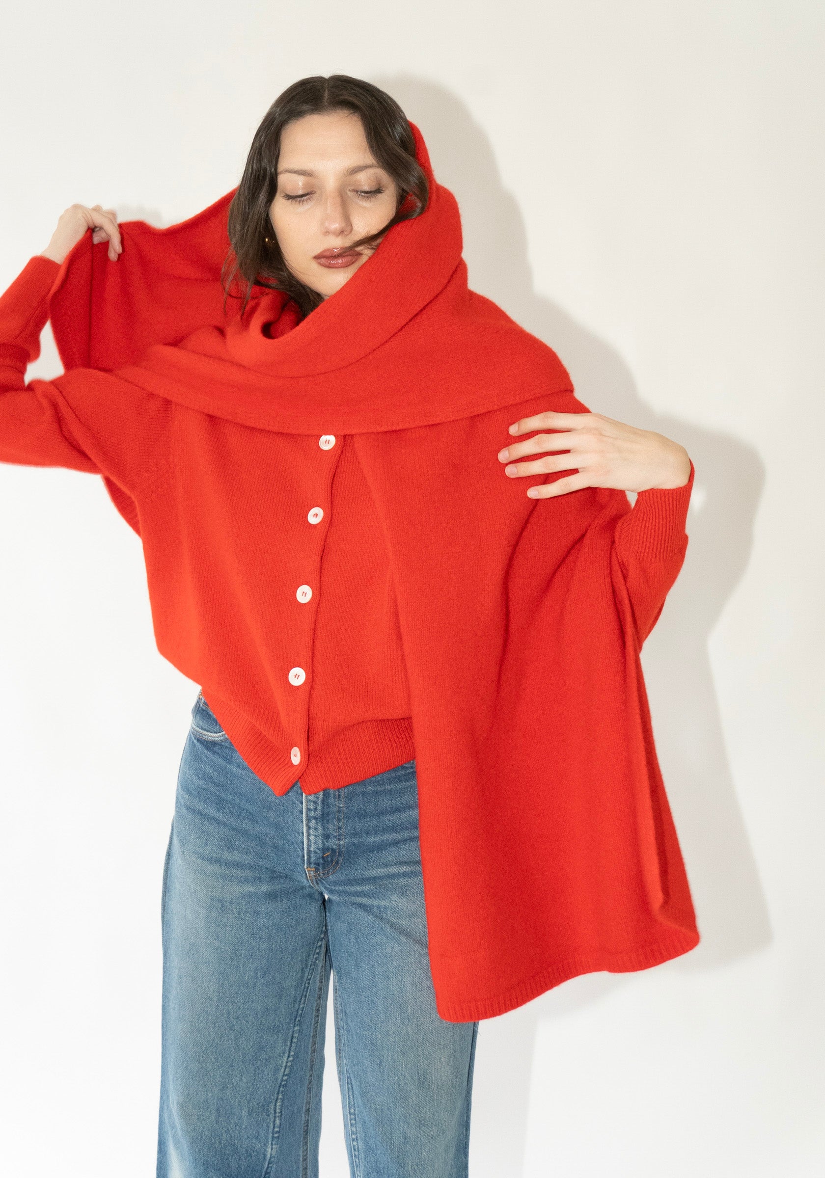 Brea Felted Blanket Scarf in Red