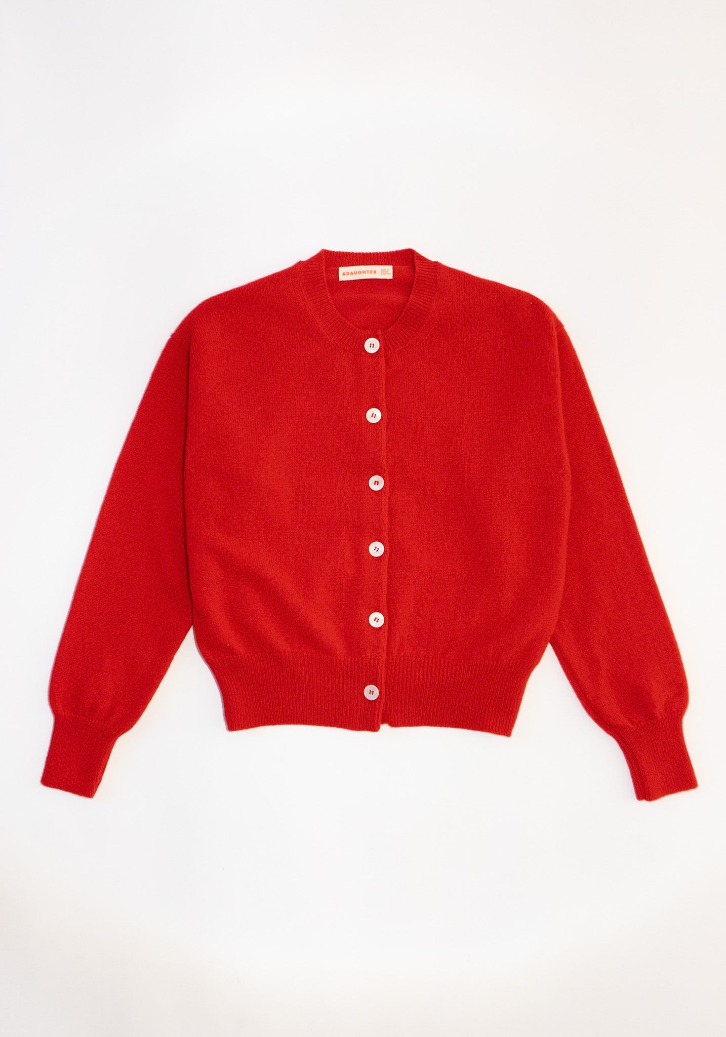 Ada Crewneck Cardigan in Poppy Red