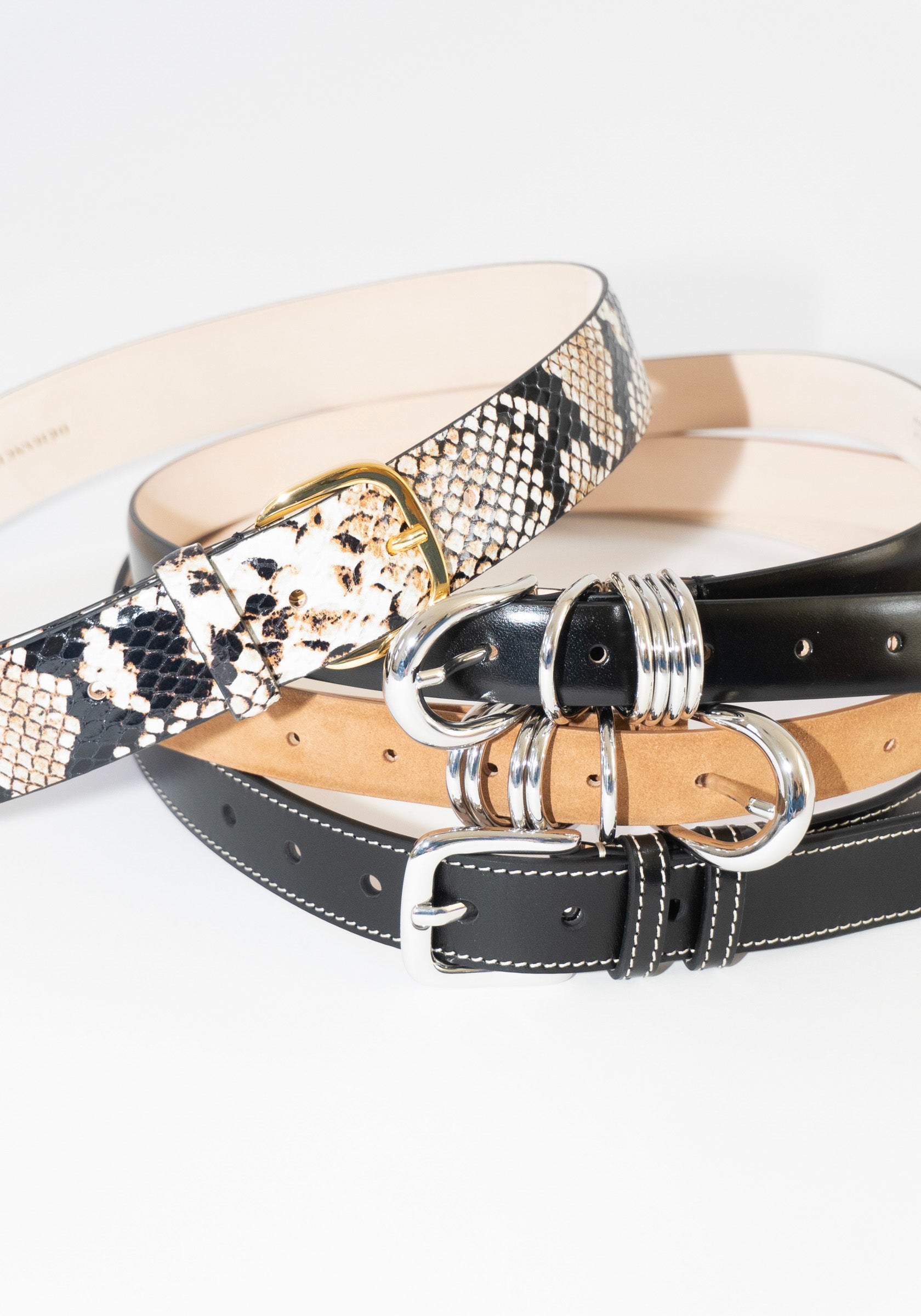 Jeanne Leather Belt in Desert Python